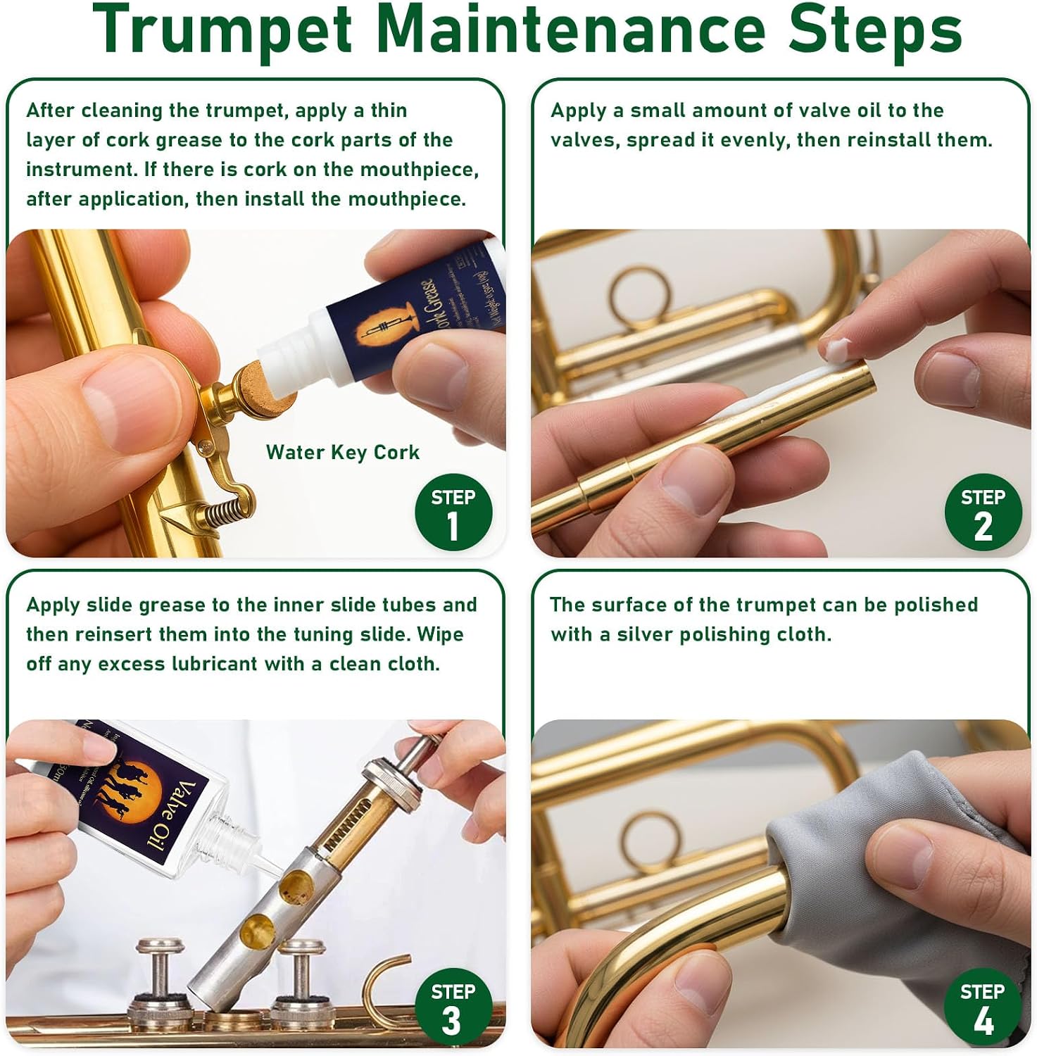 12pc Trumpet Cleaning Kit - Powerful Clean and Restores Smooth Valve Action, Maintain Trumpet and Sound Quality, Ideal Gift for Musicians