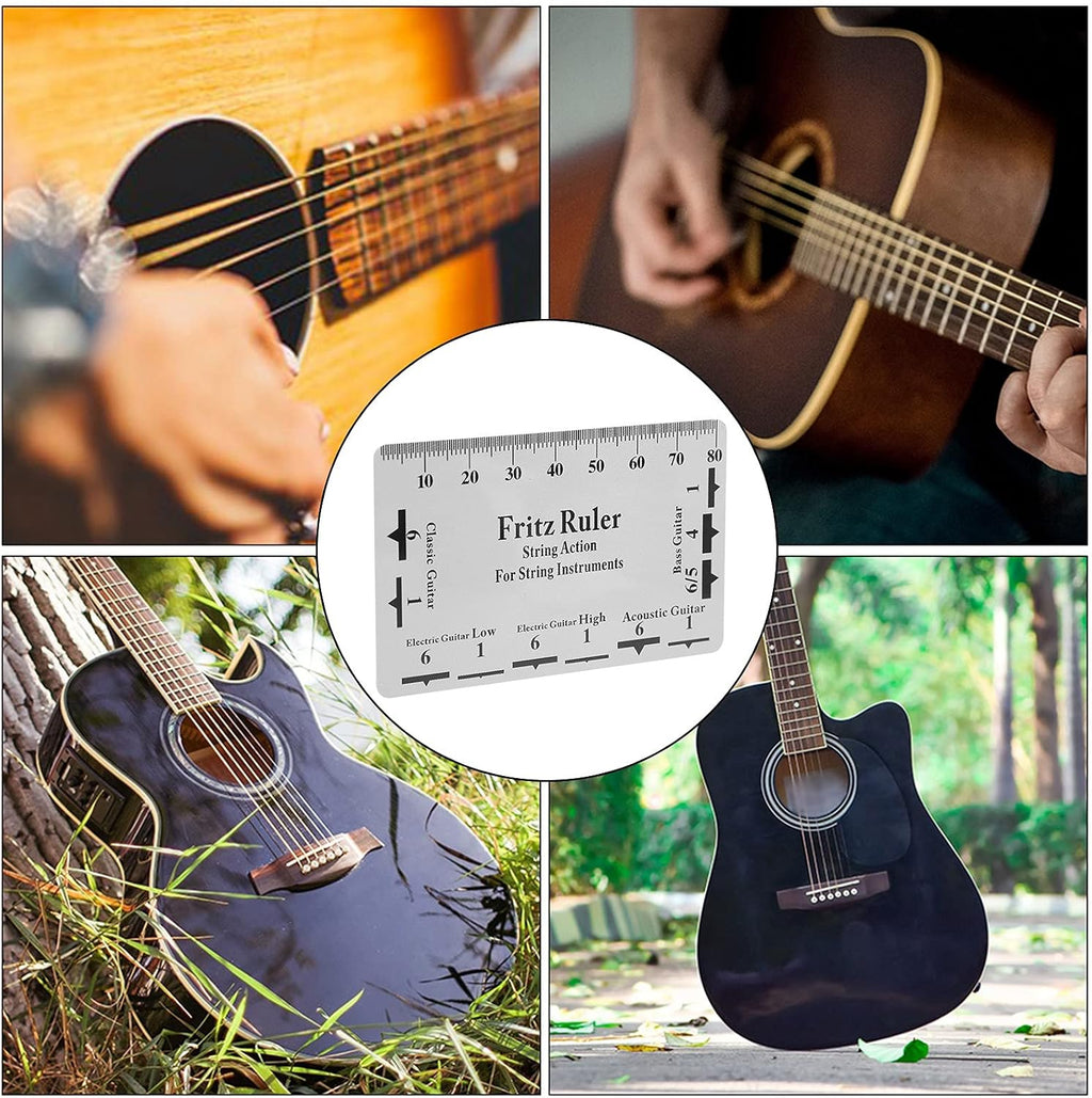 String Action Gauge Ruler PVC Guitar Setup Tool Kit with Height Measurement Scale for Electric Bass Acoustic Guitar Mandolin Banjo Ukulele 85 x 54mm / 3.3 x 2.1in