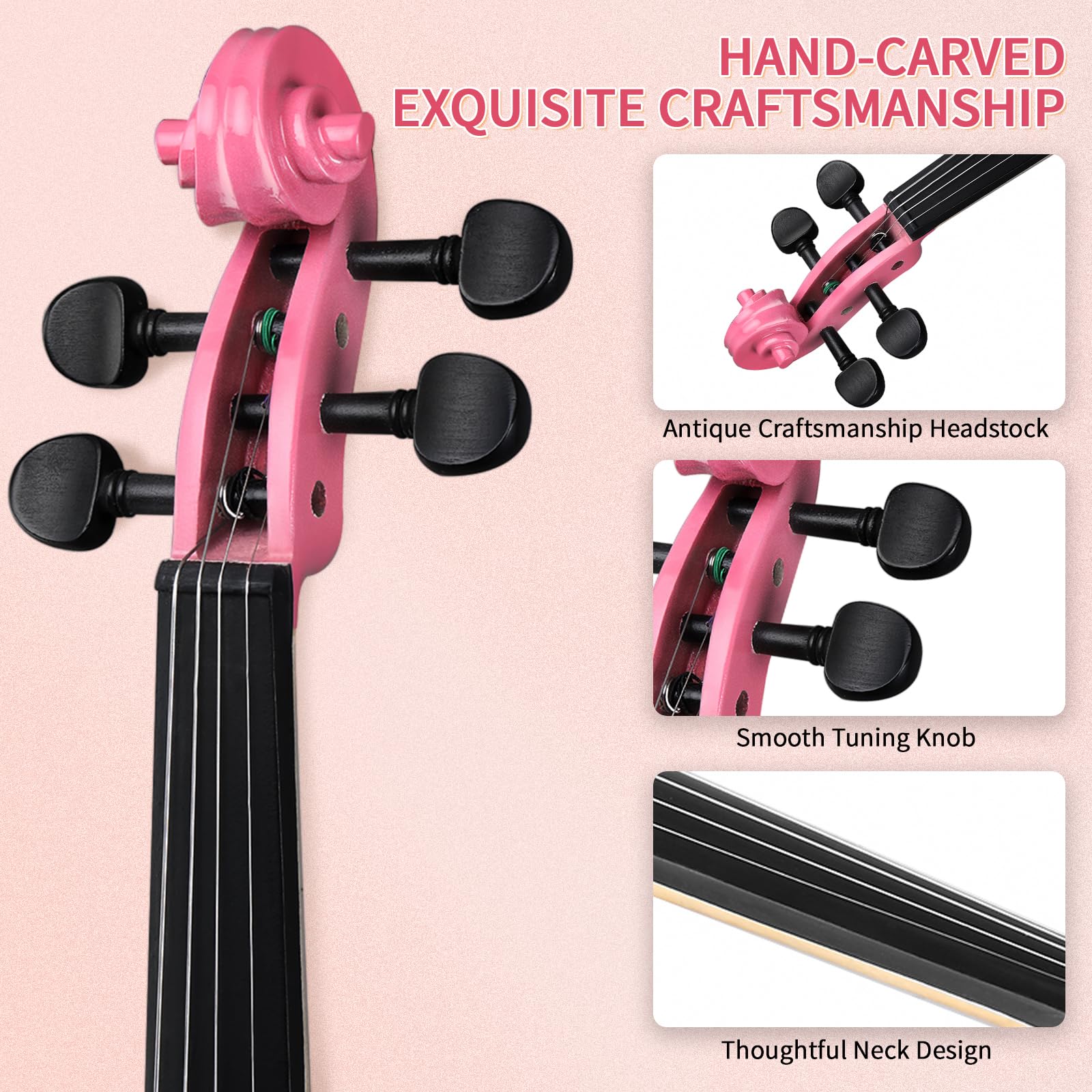 Ktaxon Violin for Beginners Students, Acoustic Violins 4/4, Full Size Fiddle Kit with Case, Bow, Rosin, Adult Teens Learners Age 11+ (Natural)