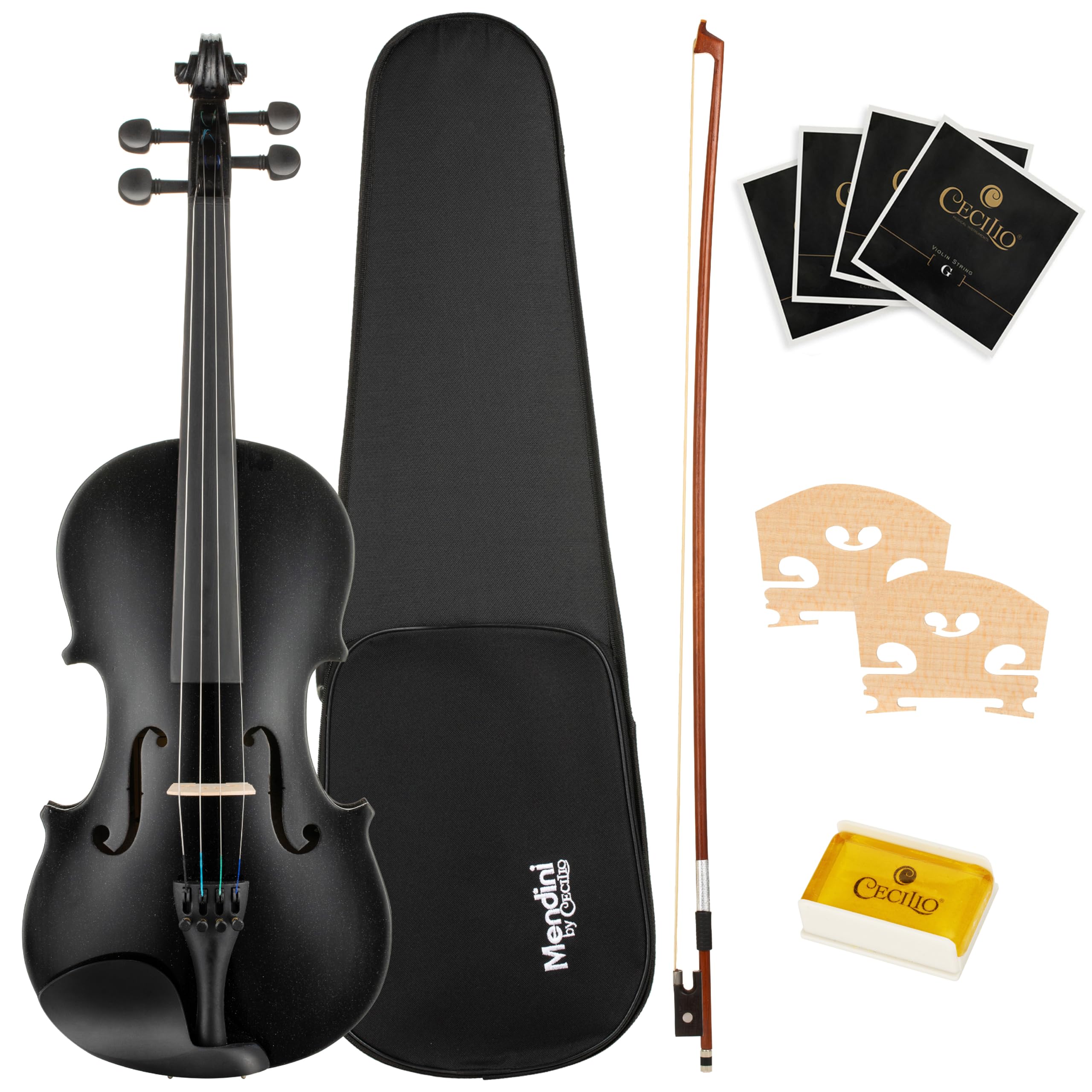 Mendini by Cecilio 14 Inch Solid Wood Viola Set for Beginners - Hand Carved Acoustic Viola Kit with Hard Case, Bow, Rosin, Bridge and Extra Strings