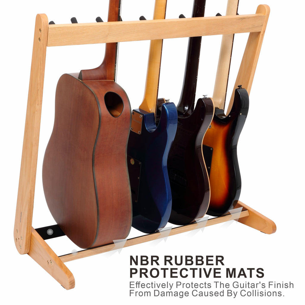 Nefelibata Multi-Purpose Guitar Stands 5 Wooden Guitar Rack Floor Stand for Guitars and Cases, Electric Guitars, Acoustic Guitars, Bass Guitars, Cellos - German Ash (Yellowish Brown)