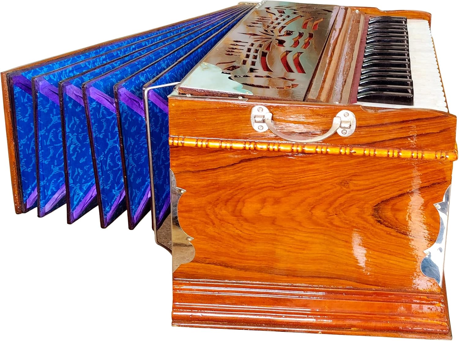 Harmonium, Maanvish Professional Harmonium Standard,Double Reeds, 3 1 4 Octaves, 9 Stops, 4 Extra Notes, Padded Bag