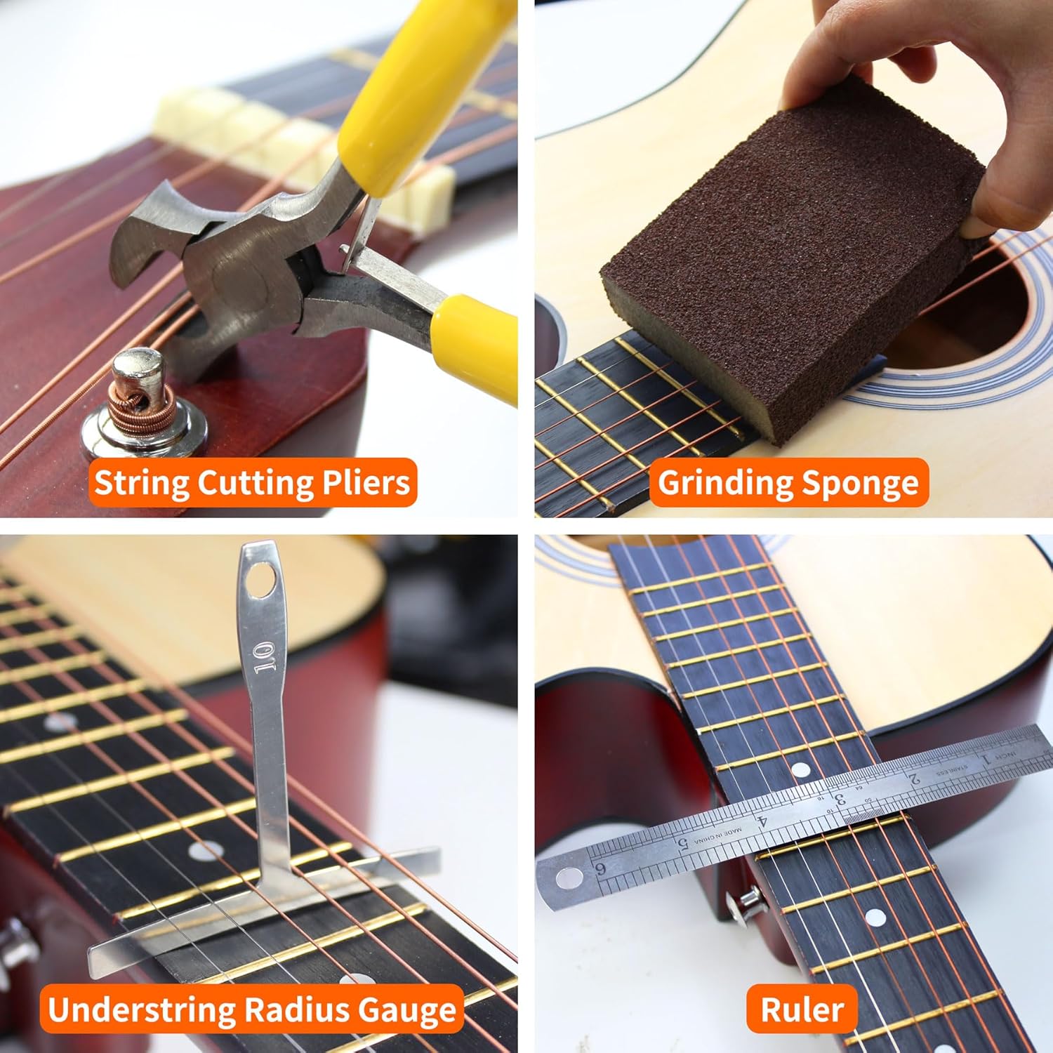 106Pcs Guitar Tool Kit, Guitar Accessories Guitar Maintenance Kit, Guitar Repair Kit with Capo Guitar Strings Picks Bridge Pins Gauge, TIMDAM Guitar Setup Kit for Ukulele Bass Mandolin Banjo Guitar