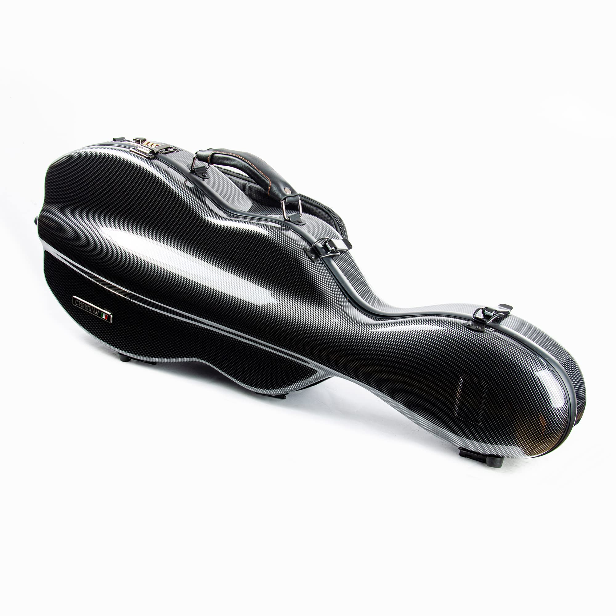 Christina violin case 4/4 Full Size Violin case High-Strength Carbon Fiber Pear-Shaped Violin Music Bag With Combination Lock and Extra Bag Gray Violin Hard Case (VB-Random type-SilveryGray spot)
