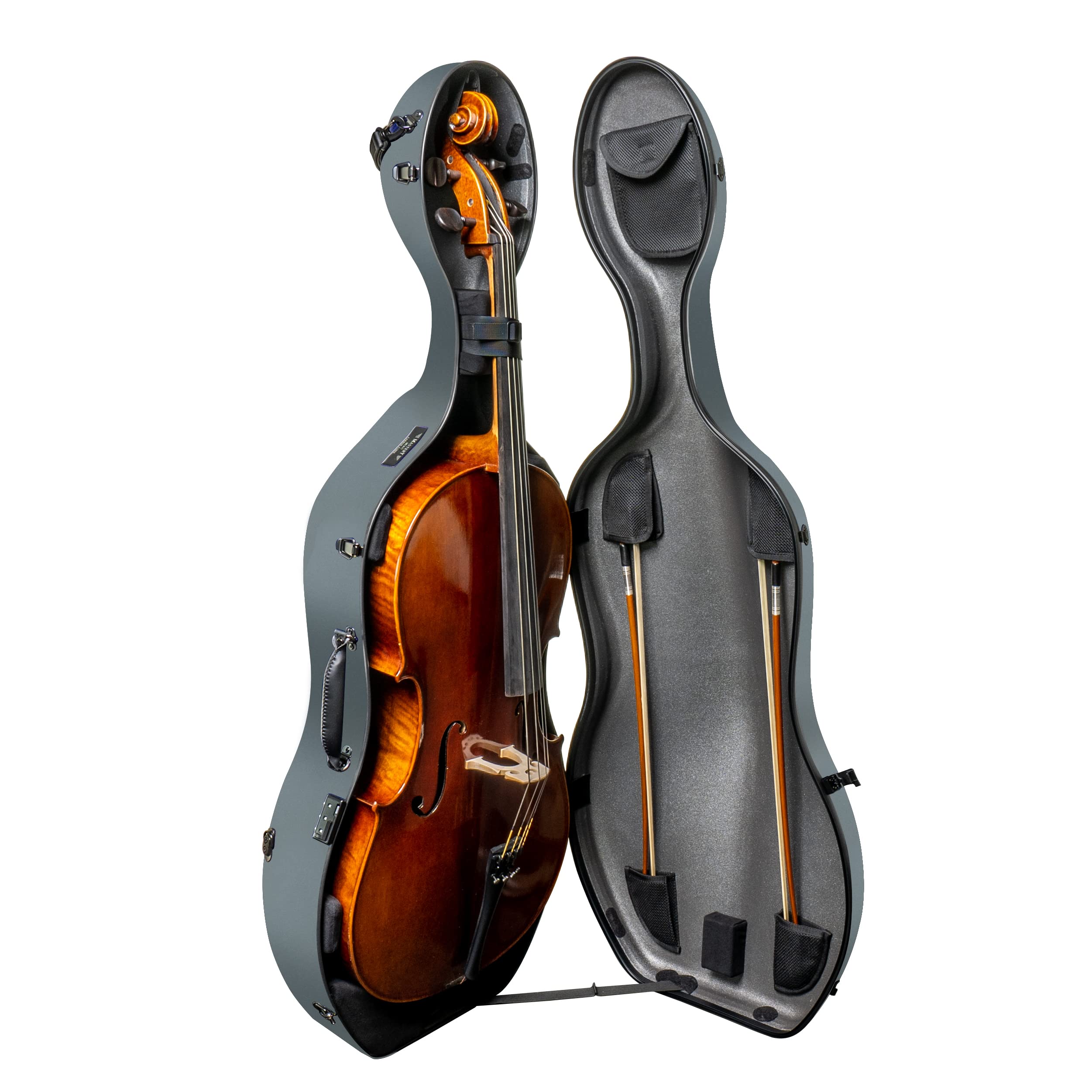 MI&VI CC-9001 Pure 100% Carbon Fiber Cello Case (Full Size) 4/4 with Wheels | Carry Straps | 8lb Lightweight | Tough Shell (3K Blue)