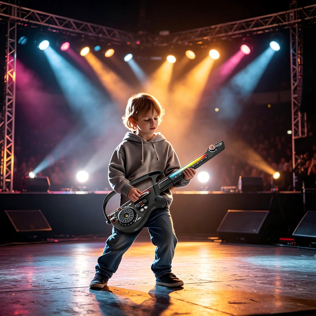 Kids Electric Stringless Musical Guitar Beginner Ages 5-9, Boy Toys Age 6-8 Gifts for 5 6 7 8 9 10 Year Old Boys Birthday Gift Ideas Cool Musical Instruments Toy Age 8-10 Years Old