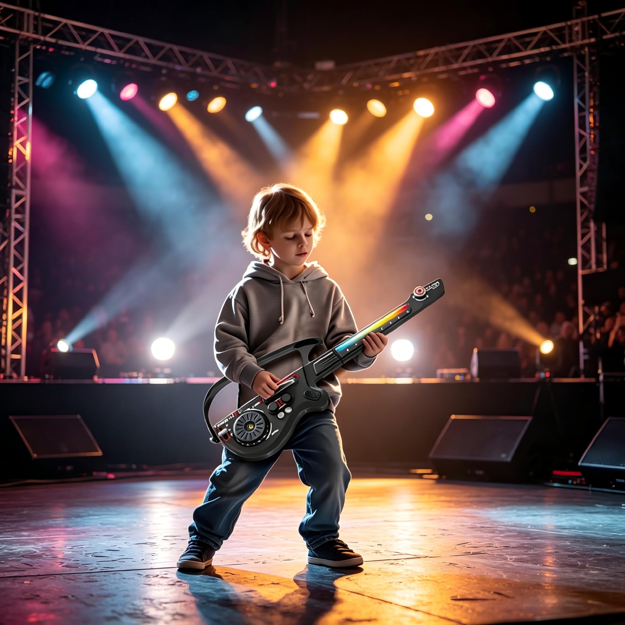 Kids Electric Stringless Musical Guitar Beginner Ages 5-9, Boy Toys Age 6-8 Gifts for 5 6 7 8 9 10 Year Old Boys Birthday Gift Ideas Cool Musical Instruments Toy Age 8-10 Years Old