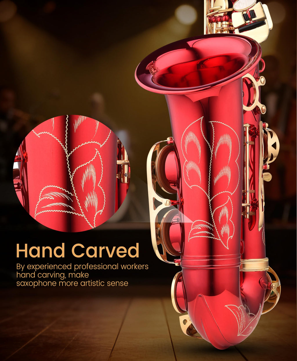 Leo Jaymz Eb Alto Saxophone - One-Piece Body & Neck Construction, H68 Brass, with Thickened Travel Bag - Complete Beginner to Professional Kit (Gold)
