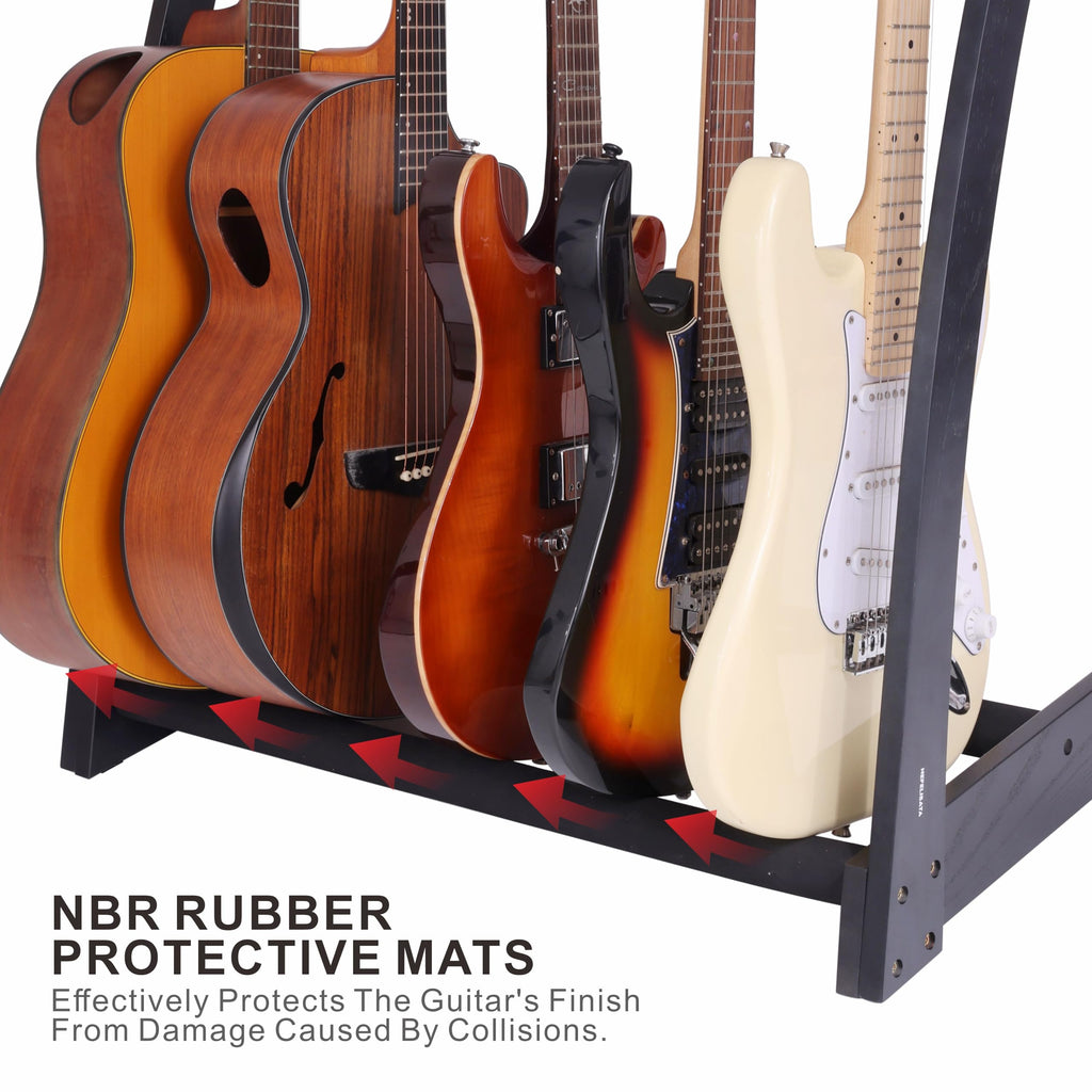 Nefelibata Guitar Stands 5 Wooden Guitar Rack Floor for Guitars and Cases, Electric, Acoustic, Bass Guitars, Cellos, German Ash