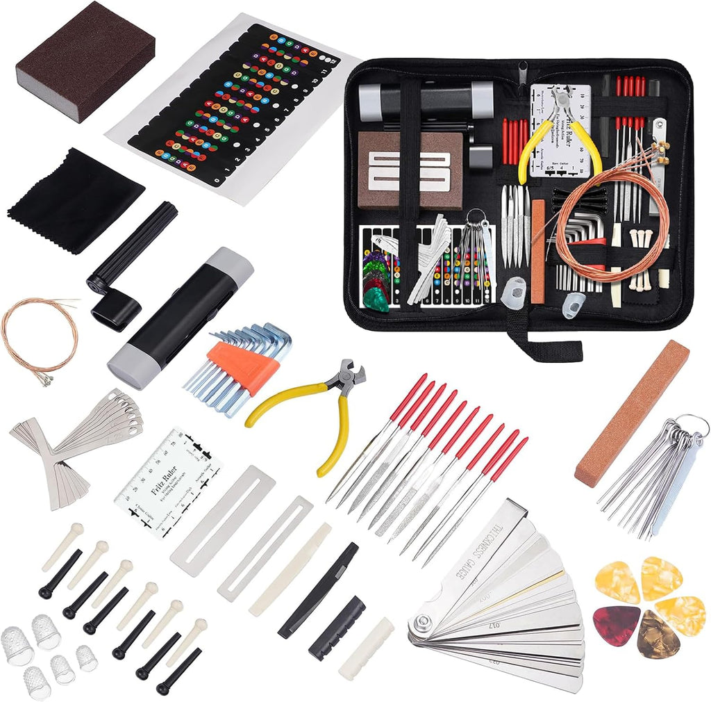84Pcs Guitar Tool Kit, Guitar Cleaning Kit, Guitar Accessories Guitar Setup Kit, Guitar Repair Kit for Acoustic Electric Guitar Ukulele Bass Banjo, Guitar Maintenance Kit Guitar Gifts for Musicians