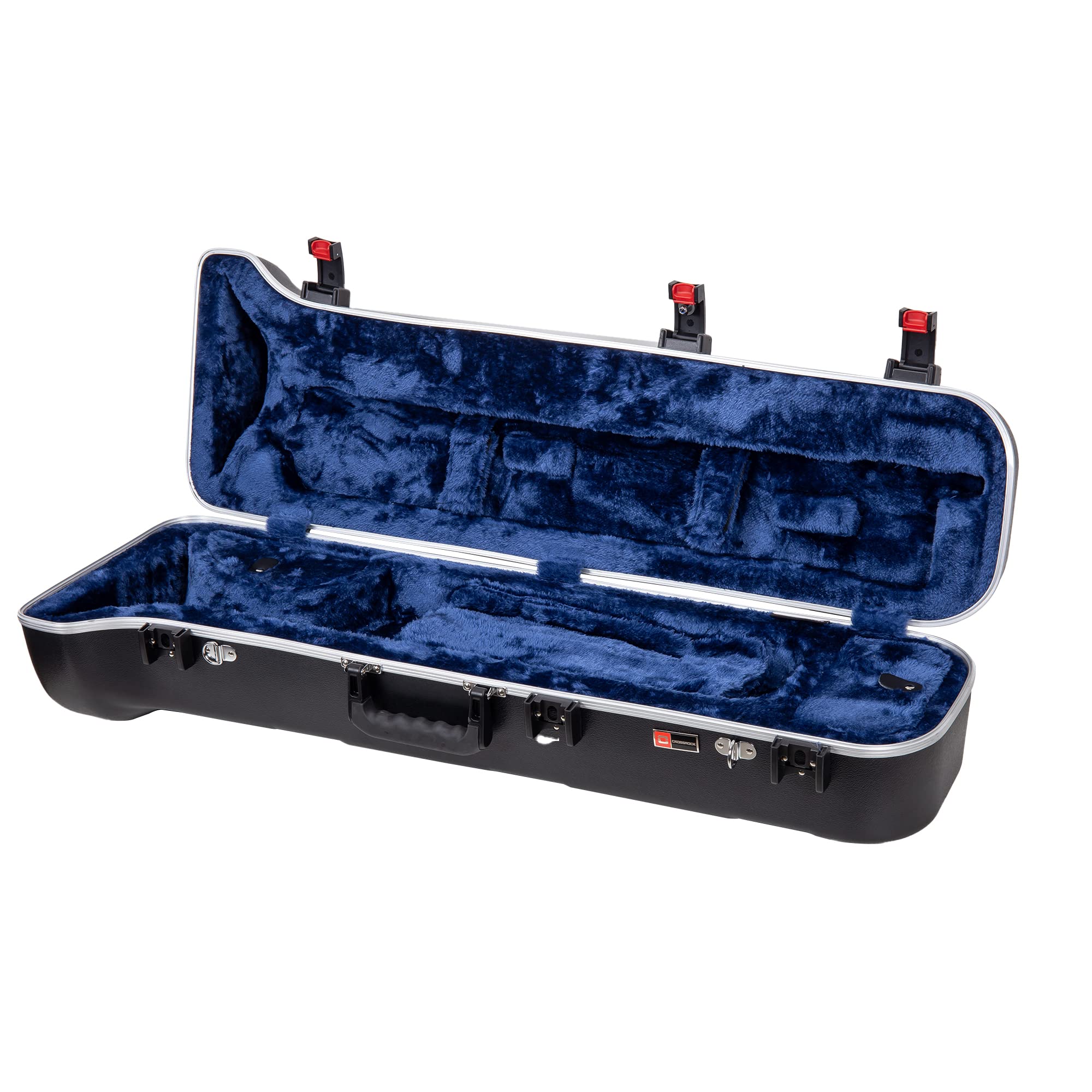 Crossrock Trumpet Case for Bb Horn | Textured Blue Finish with Velvet Interior, Security Lock, Metal Feet & Detachable Strap (CRA861TRBL)