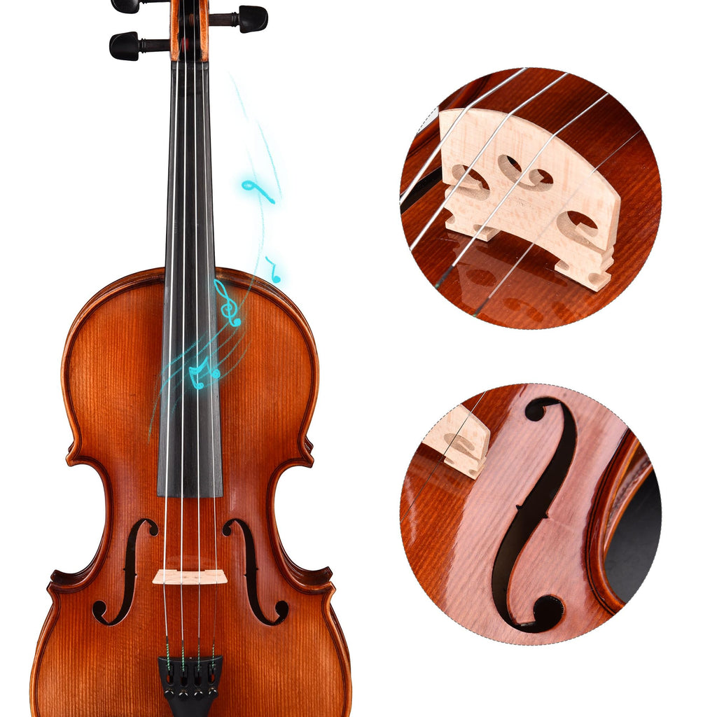 AW Solid Wood Violin 4/4 Full Set Fiddle Beginner Violin Full Size Stradivari Copy Style with Carry Case Bow Rosin Shoulder Rest for Student Adults Starter Kit