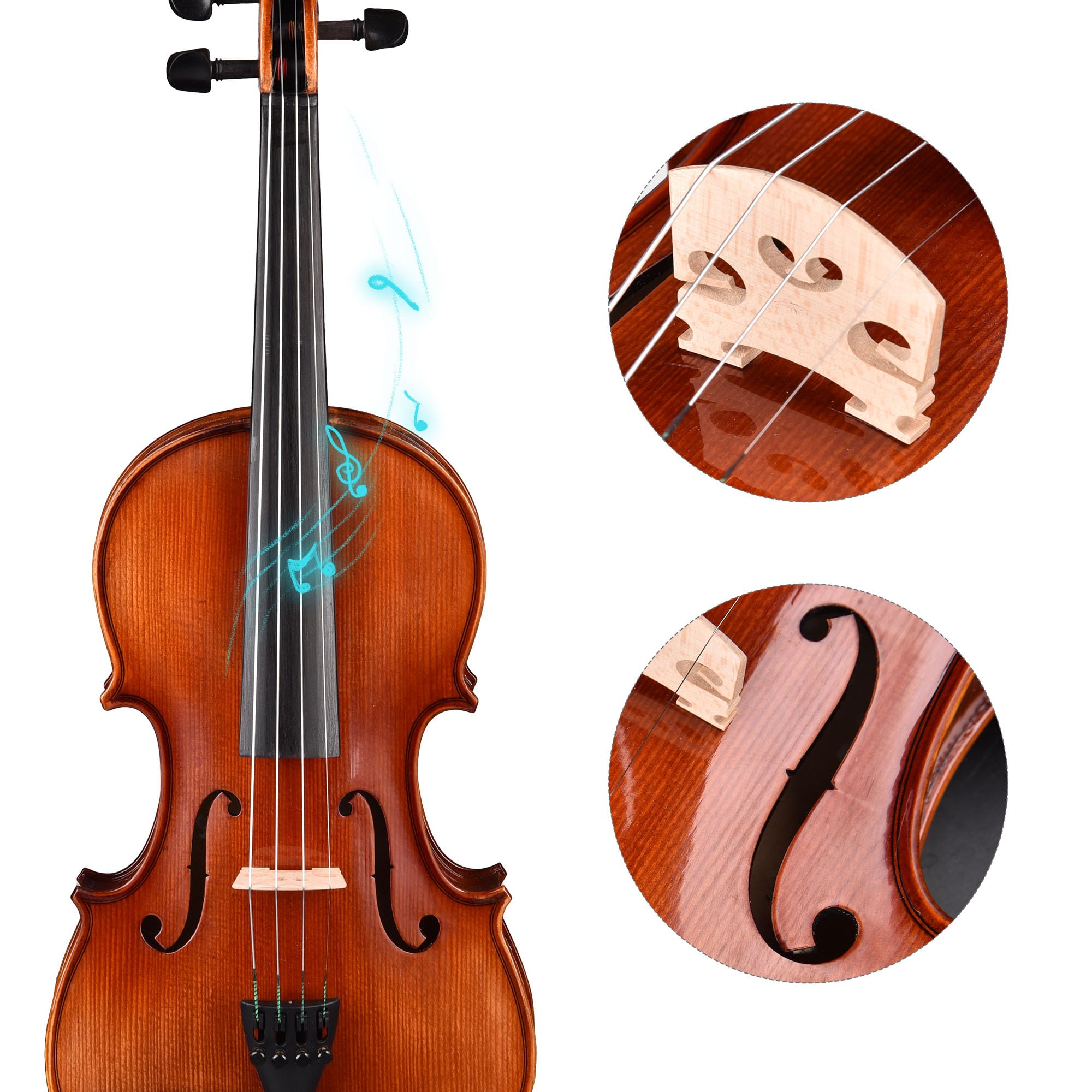 AW Solid Wood Violin 4/4 Full Set Fiddle Beginner Violin Full Size Stradivari Copy Style with Carry Case Bow Rosin Shoulder Rest for Student Adults Starter Kit