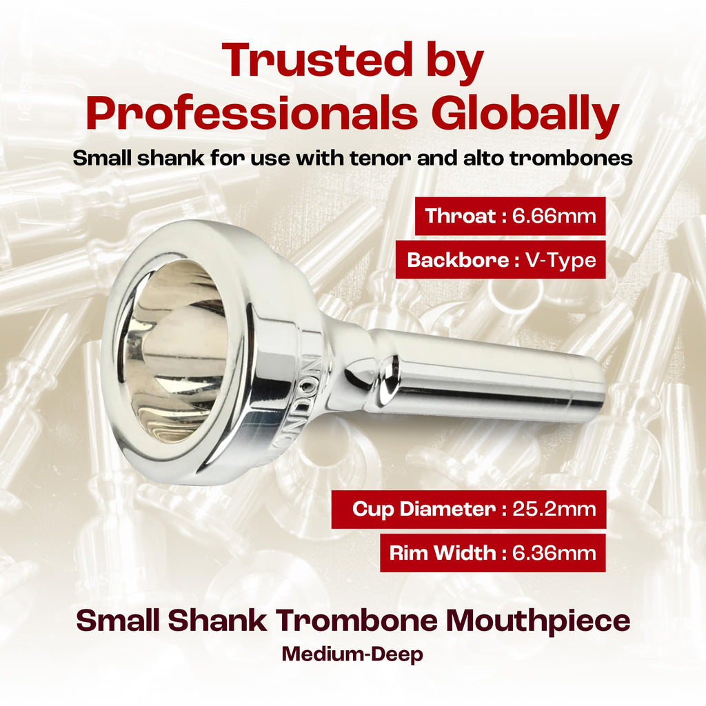 Denis Wick Classic Trombone Mouthpiece Silver Plated, 5880-4AL - Barrel Backbore for Balanced Tone & Smooth Response - Large Shank Fitting Trombone Accessory for Easy Articulation - 26 x 6.72 x 7.38mm