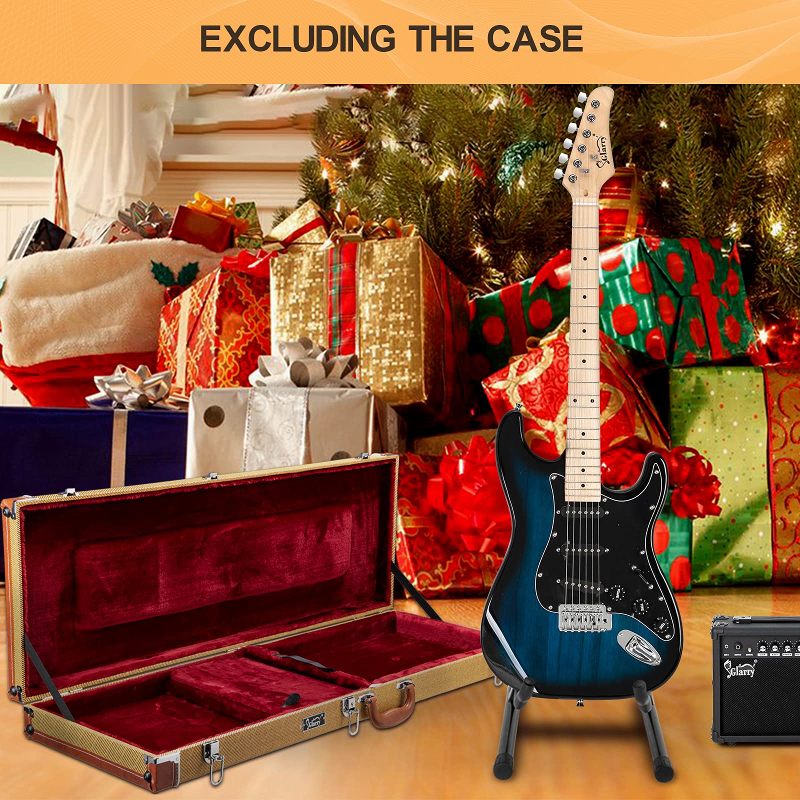 GLARRY Full Size Electric Guitar for Music Lover Beginner with 20W Amp and Accessories Pack Guitar Bag (GREEN, Left Handed 39")