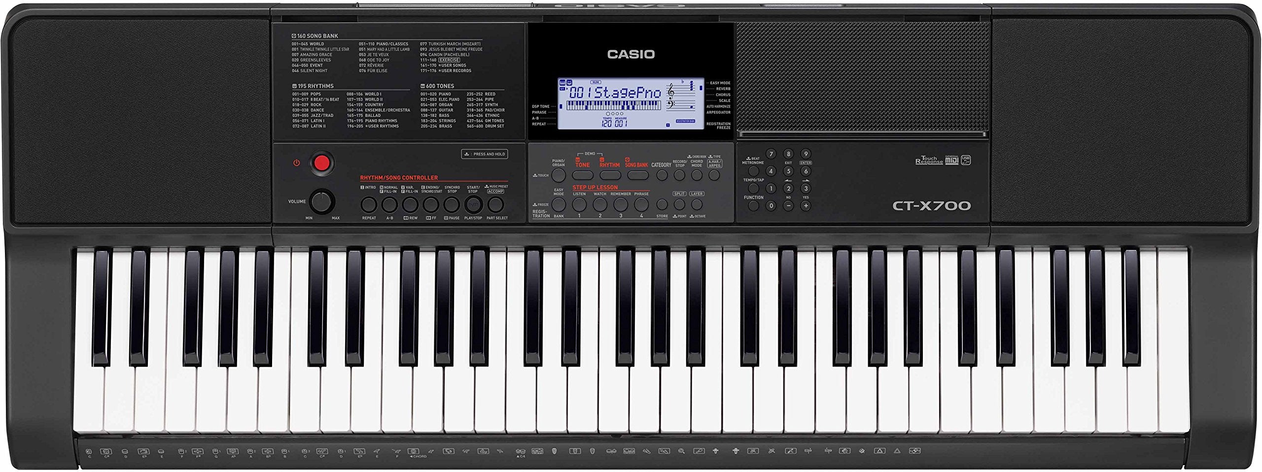 Casio CT-X700 Portable Keyboard Bundle with Adjustable Stand, Bench, Headphones, Sustain Pedal, Power Supply, Instructional DVD, and Austin Bazaar Polishing Cloth