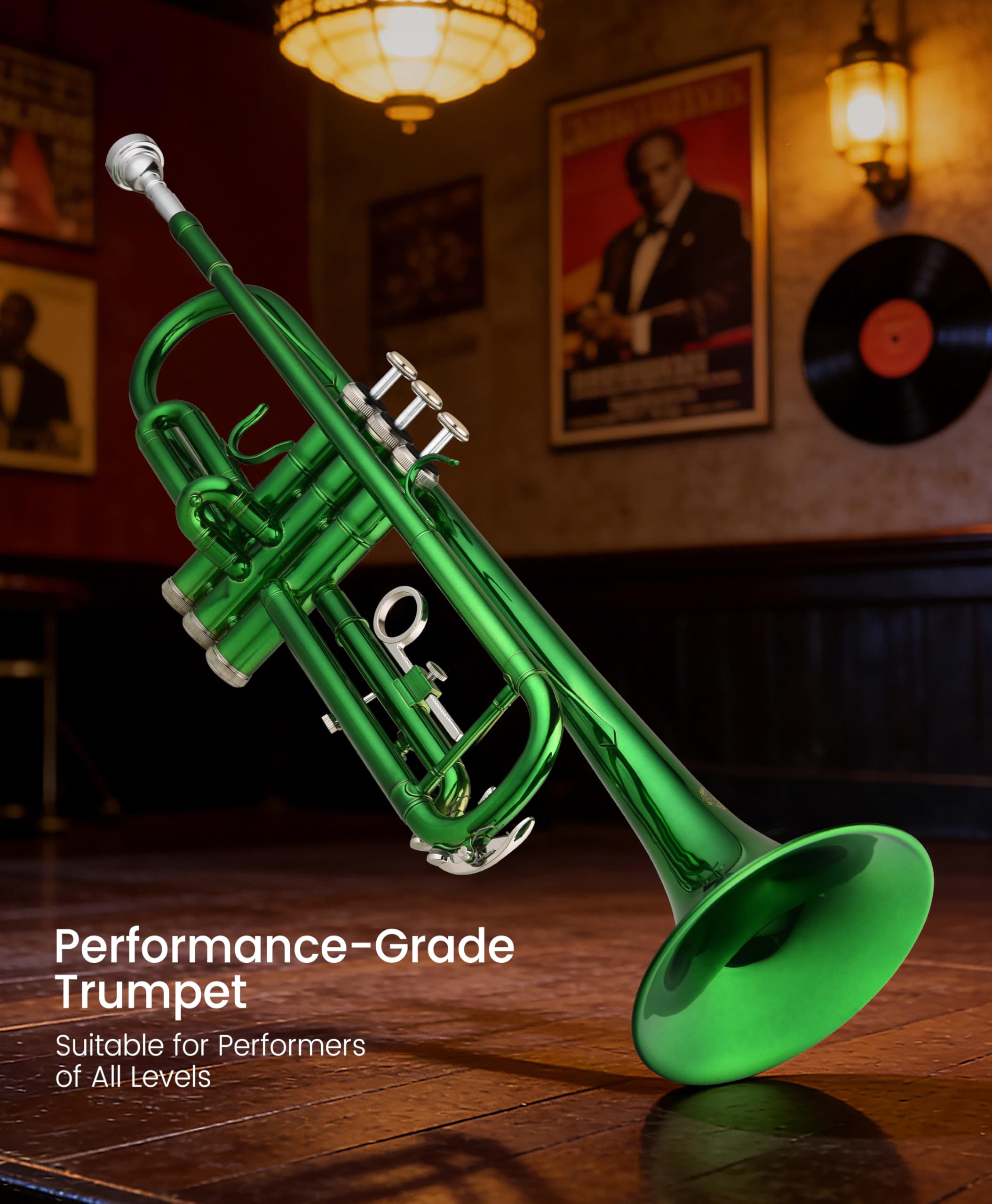 Leo Jaymz Bb Trumpet for Beginners, Brass Student Trumpet Kit with Case, 7C Mouthpiece, Cleaning Kit, Standard B Flat Instrument,Nickel