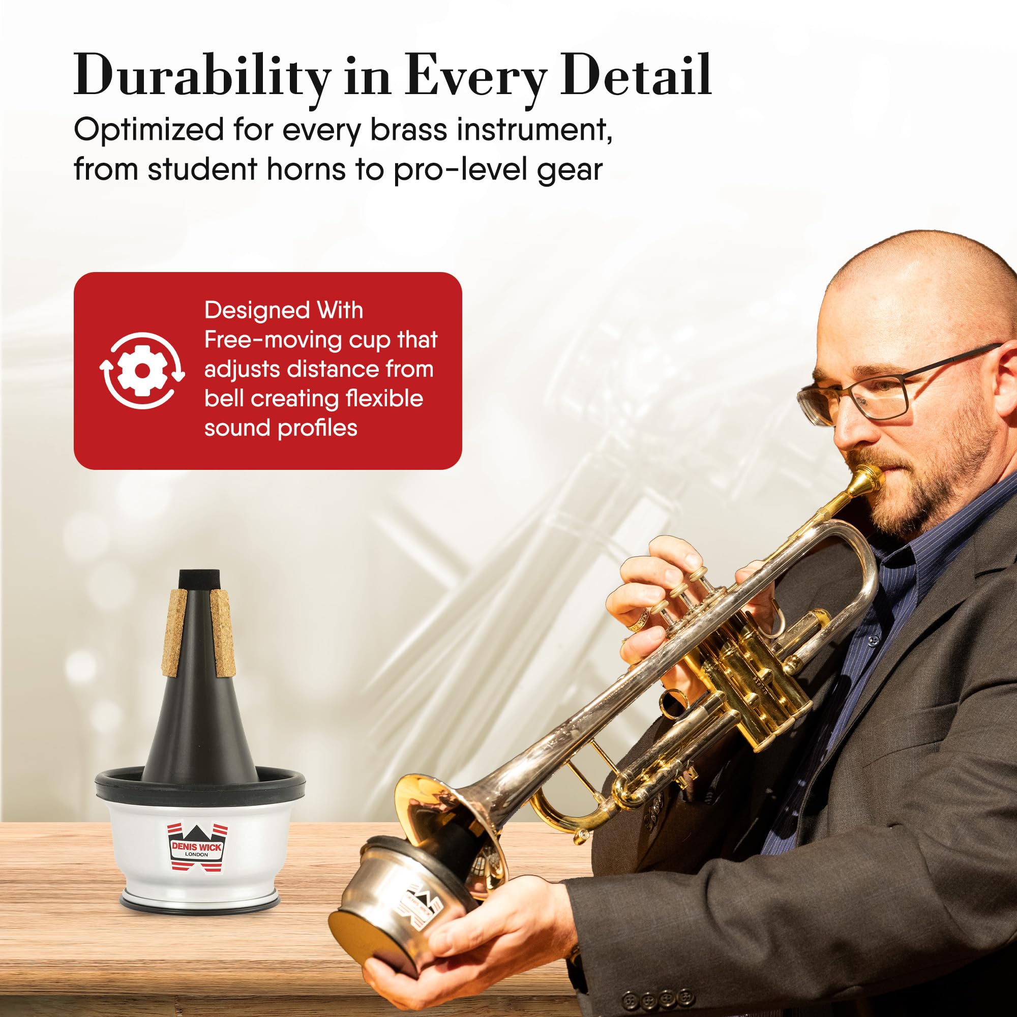 Denis Wick Straight Mute for Trumpet or Cornet, 5504 - Hand-Spun Aluminum Mute with Natural Cork - Brilliant Tone, Reliable Intonation & Tight-Bell Fit for Performance - 6.1 x 3.4 x 3.4 In, 2.26 oz