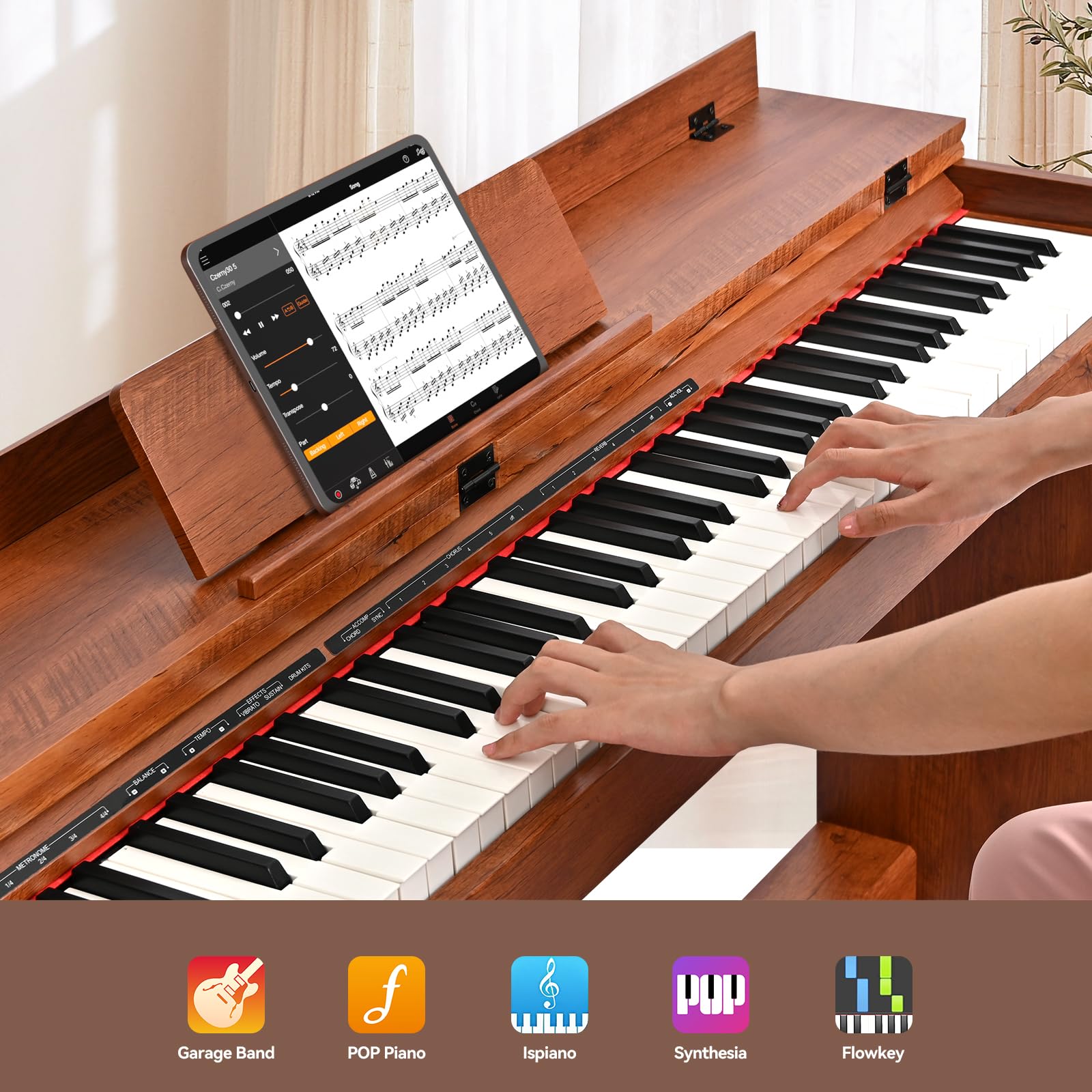 88 Key Digital Piano for Home Studio, with Weighted Hammer Action Keys, Professional Triple Pedal, USB-MIDI Connectivity, Includes Power Adapter, Stand & Headphone Jack, Black