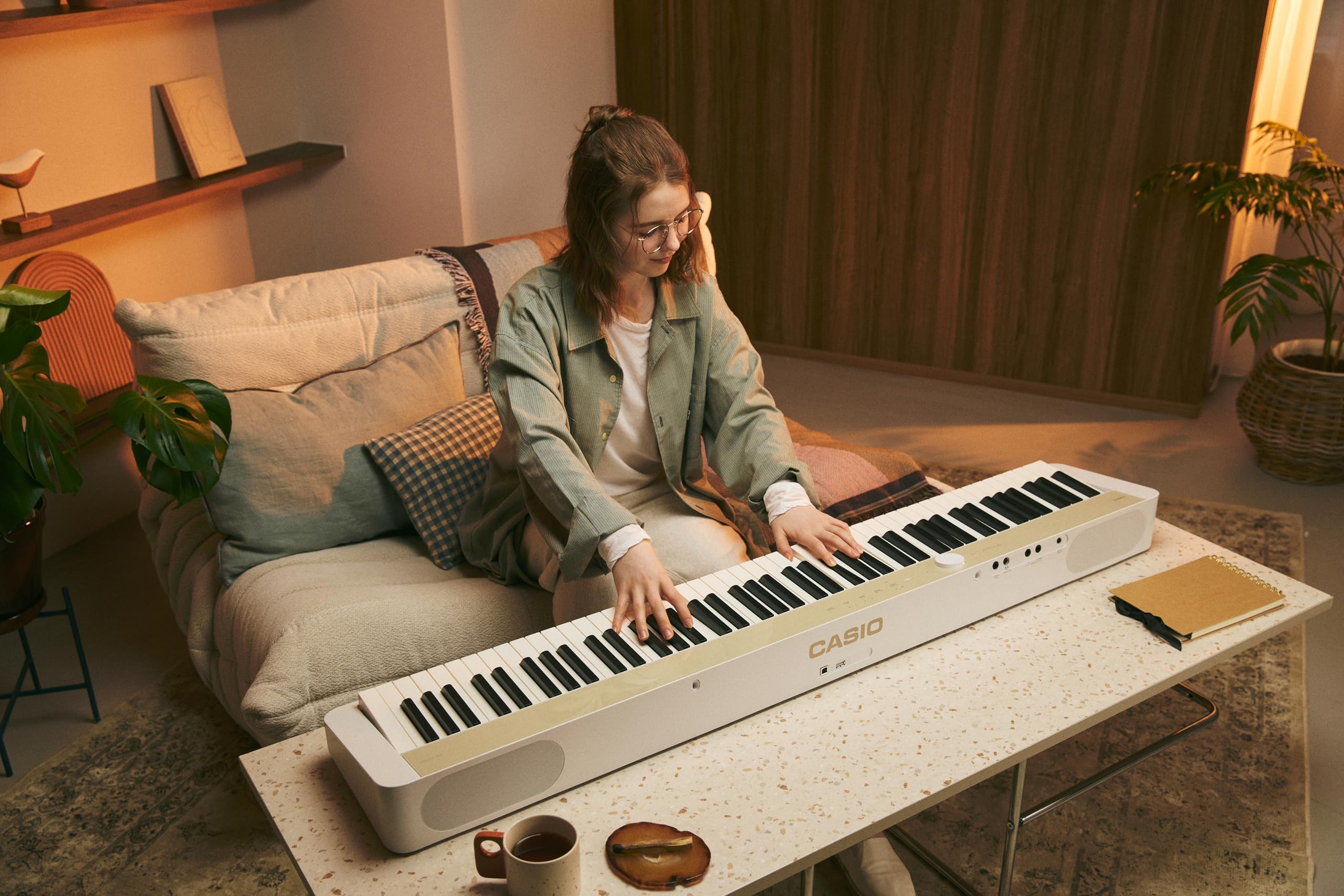 Casio Privia PX-S1100 – 88-Key Touch-Responsive Weighted Digital Piano | Ultra-Portable | Superior Sound | German Grand Tone, Bluetooth, Casio Music Space App | Mellow Beige