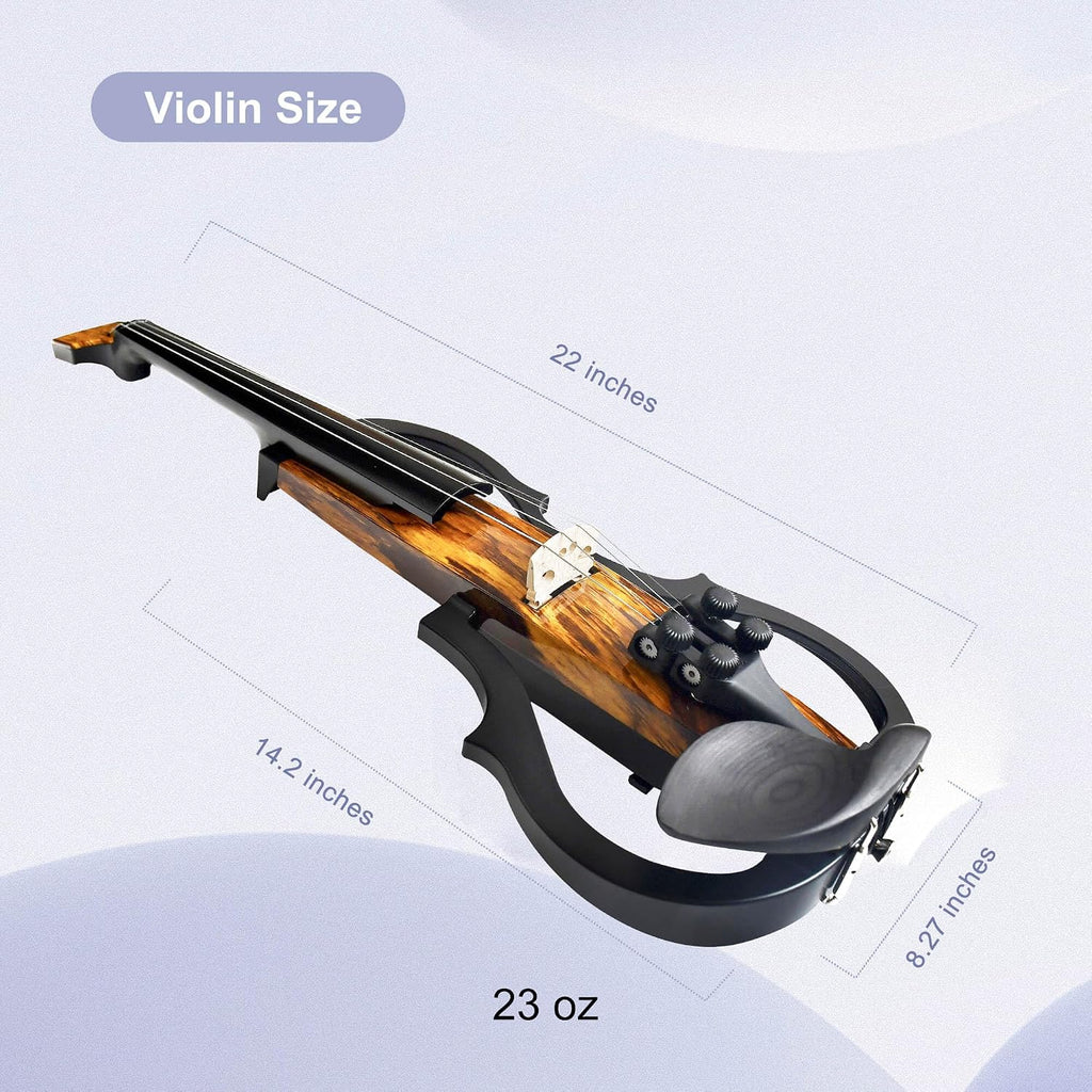 Premium Carbon Fiber Electric Violin Full Size 4/4,Professional Electric Violin for Adults Beginner,Teens,Electric Fiddle Kit with Pro Pick Case -ZNDS-2303