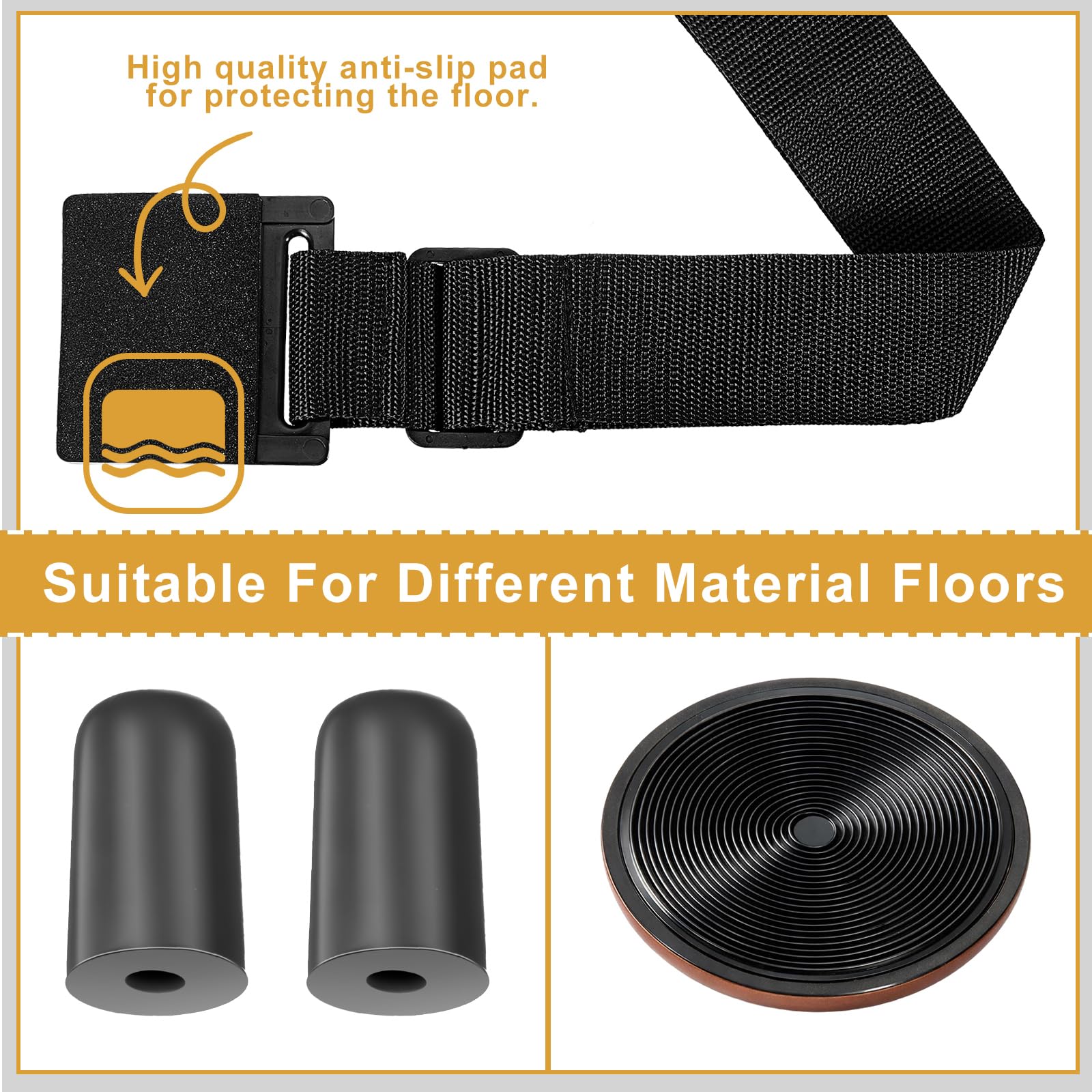 Nuanchu 4 Piece Cello Rock Stop with Strap Non Slip Endpin Anchor Set with Floor Mat, Rubber Tip Protectors for Cello Practice and Performance(Black,Plastic,)