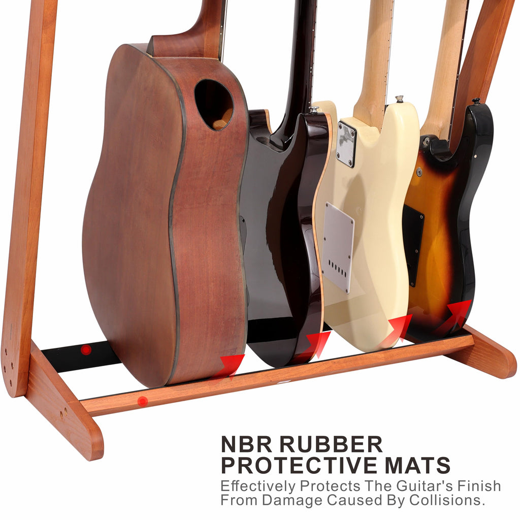 Nefelibata Multi-Purpose Guitar Stands 5 Wooden Guitar Rack Floor Stand for Guitars and Cases, Electric Guitars, Acoustic Guitars, Bass Guitars, Cellos - German Ash (Yellowish Brown)