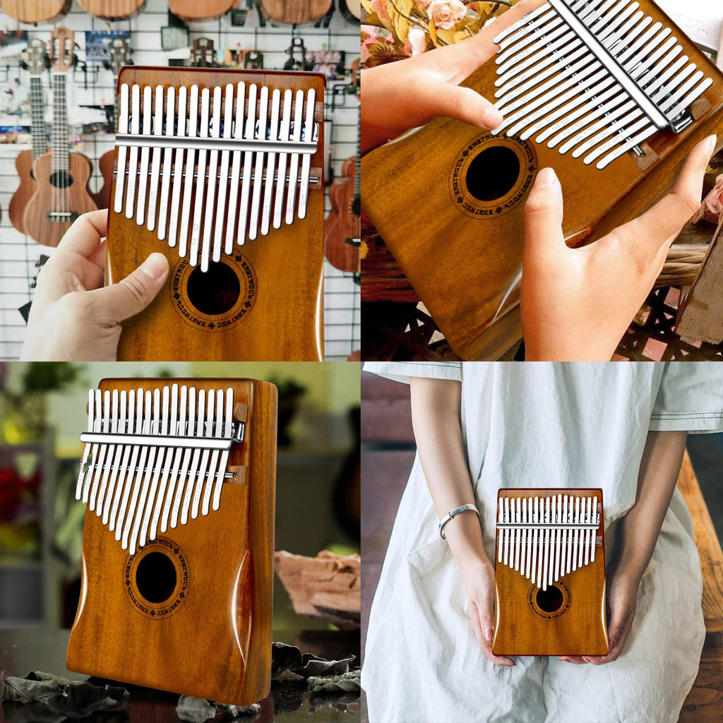 EASTROCK 17 Key Electric Kalimba Thumb Piano Built-in Pickup Professional Electric Kalimba Finger Piano for Kid Adults Beginners Professional (Mahogany Hand Rest EQ)