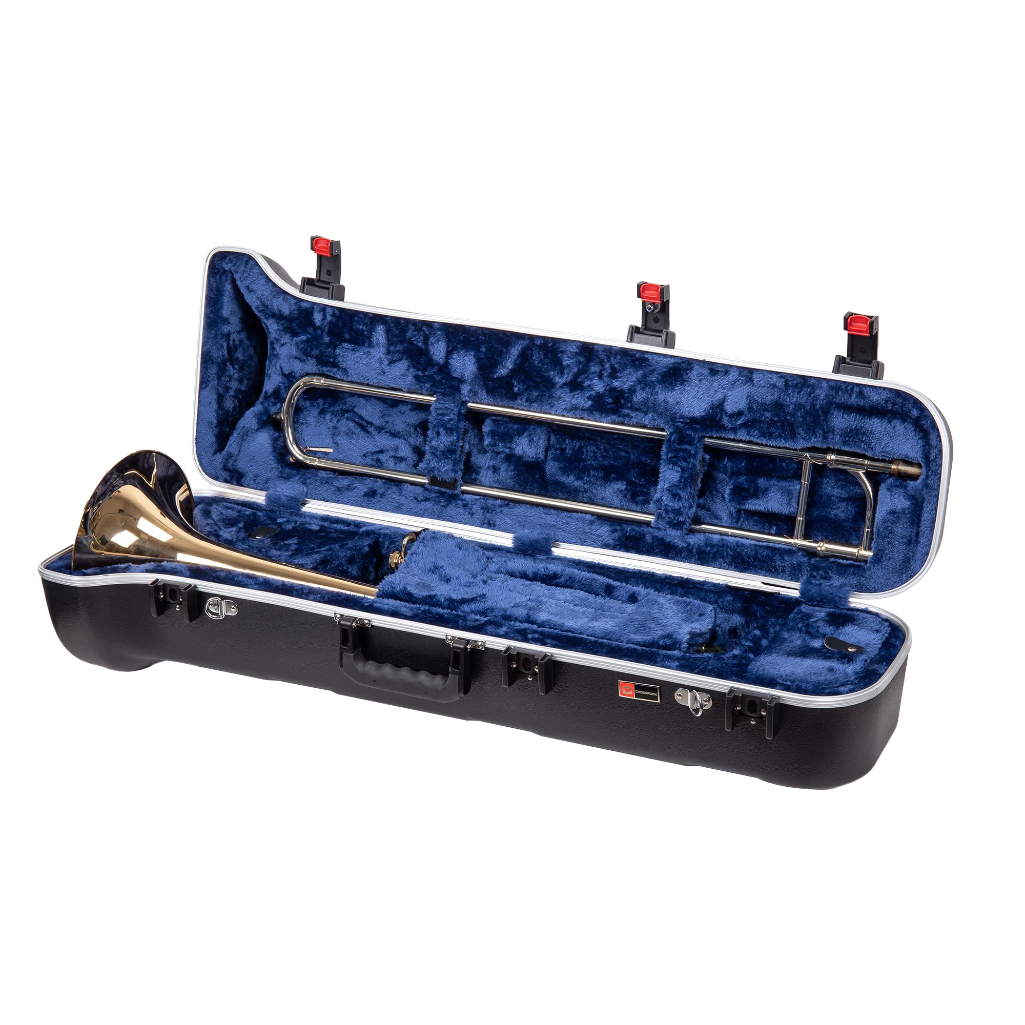 Crossrock Trumpet Case for Bb Horn | Textured Blue Finish with Velvet Interior, Security Lock, Metal Feet & Detachable Strap (CRA861TRBL)