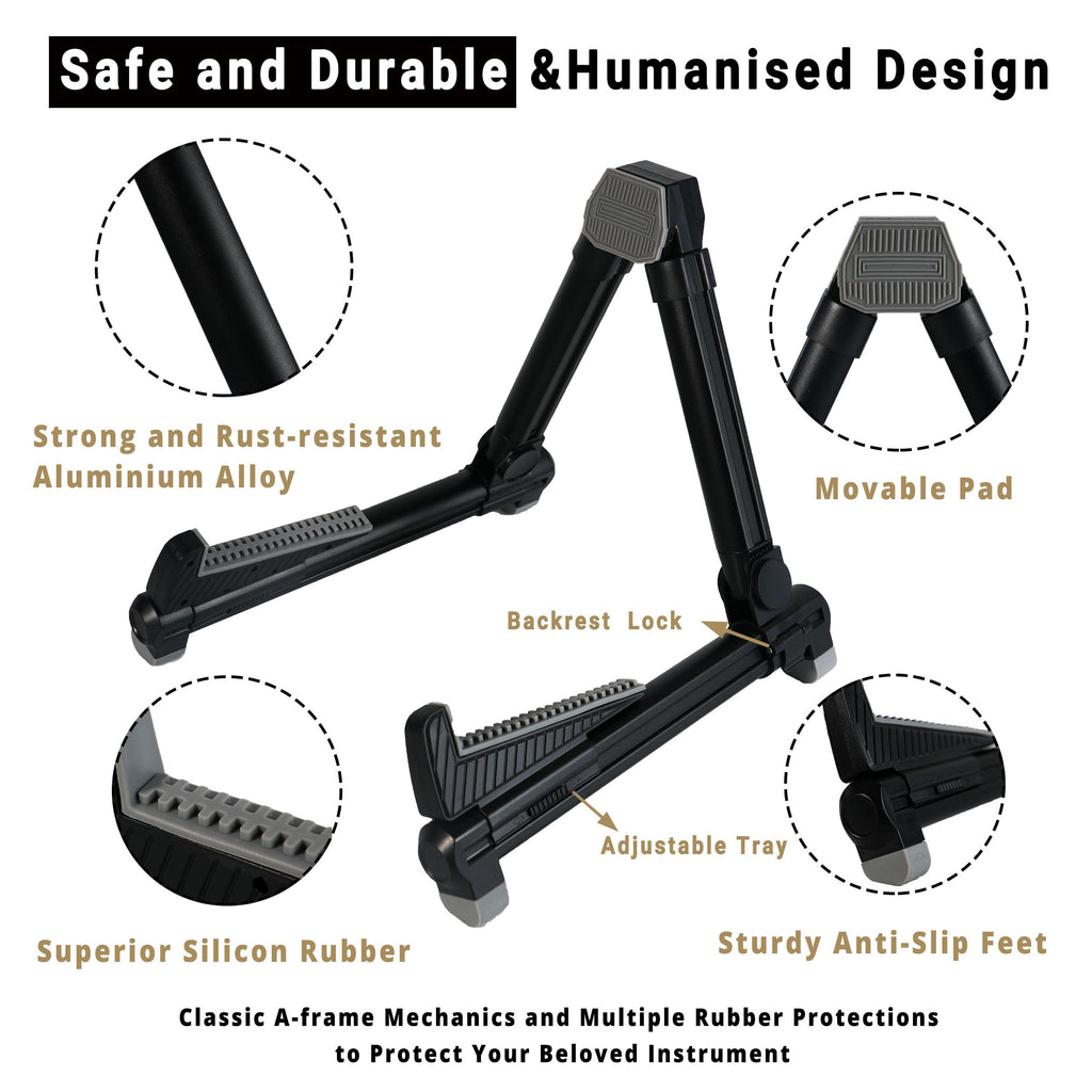Guitar Stand,Wood Guitar Rack,A-Frame Folding Acoustic Electric Guitar Stands Floor for Bass,Cello,Banjo,Mandolin,Ukulele(Oak)