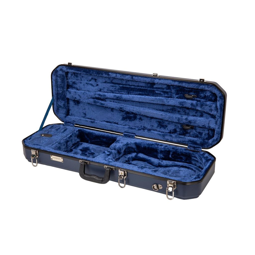 Crossrock Shaped Violin Case for 4/4 Full-Size Violin | Interior Accessory Compartment, 2 Bow Holders, Security Lock, Detachable Shoulder Straps - Black (CRA880VFBK)