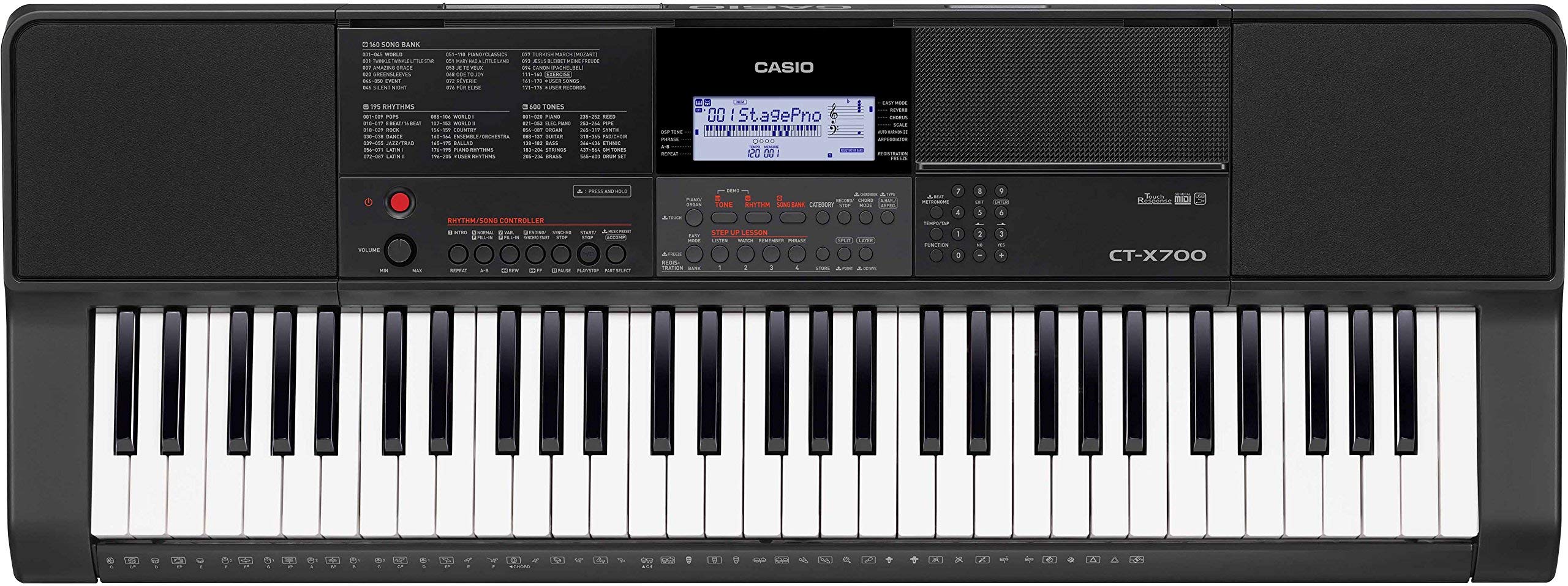 Casio CT-X700 Portable Keyboard Bundle with Adjustable Stand, Bench, Headphones, Sustain Pedal, Power Supply, Instructional DVD, and Austin Bazaar Polishing Cloth