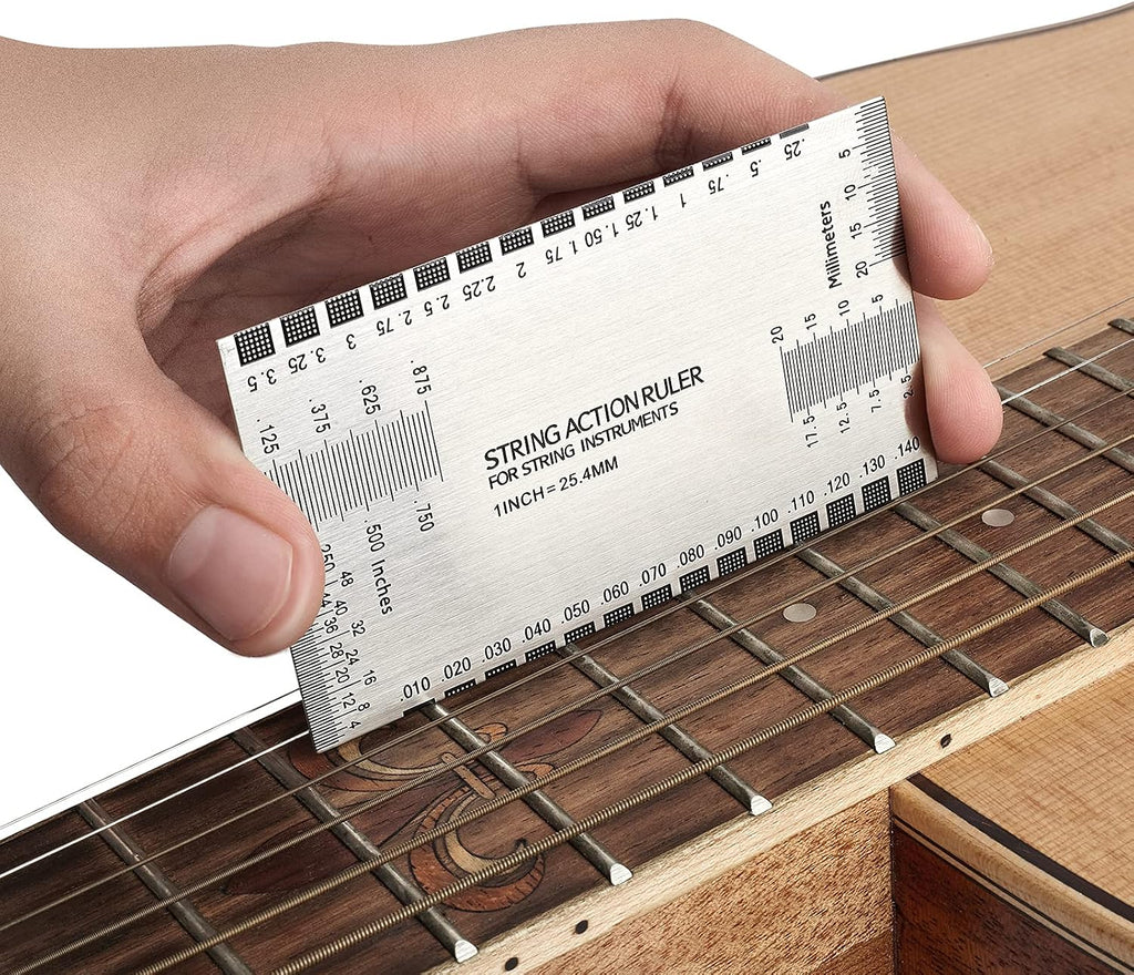 Guitar Luthier Tool Set, Guitar Fret Crowning File, Fret Leveling Beam, String Action Ruler Gauge, Feeler Gauge, Fret Rocker, Fingerboard Guards, String Spreaders and Replacement Sanding Papers