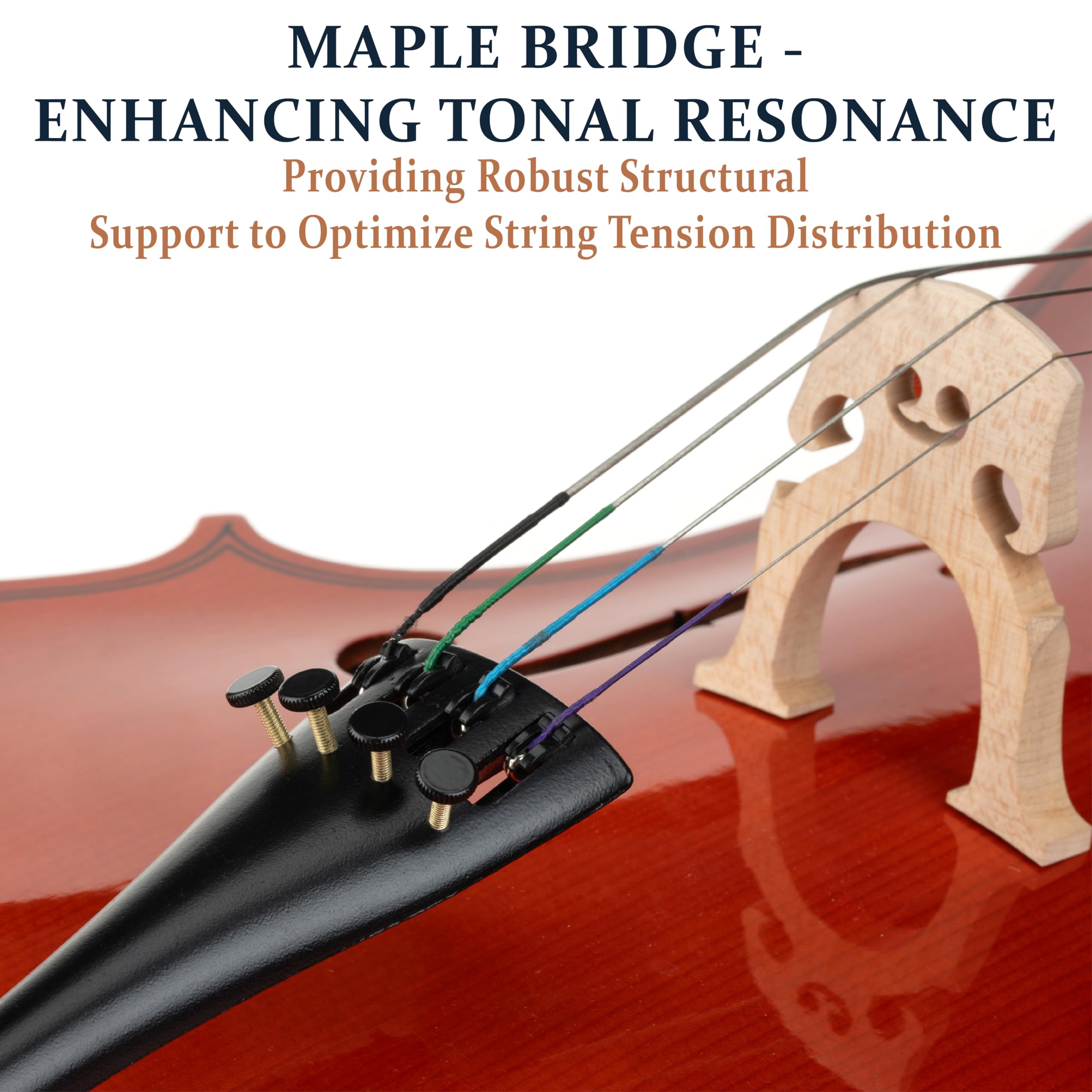 Cecilio 4/4 Full Size Cello, Beginner Cello 4/4, Acoustic Cello Set with Portable Bag, Bow, Rosin, Stand, String Musical Instruments for School Orchestras, Performances