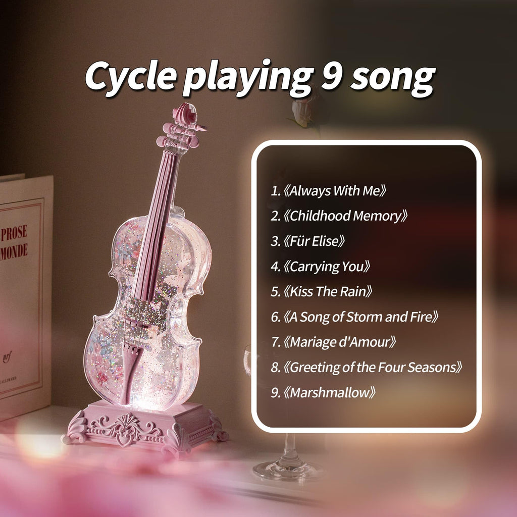 Violin Snow Globe Music Box Gifts for Kids Friends Little Girls Women Granddaughter Sister Violinists Birthday Valentine's Day Weddings Anniversaries Decor Christmas Decorations (Unicorn)