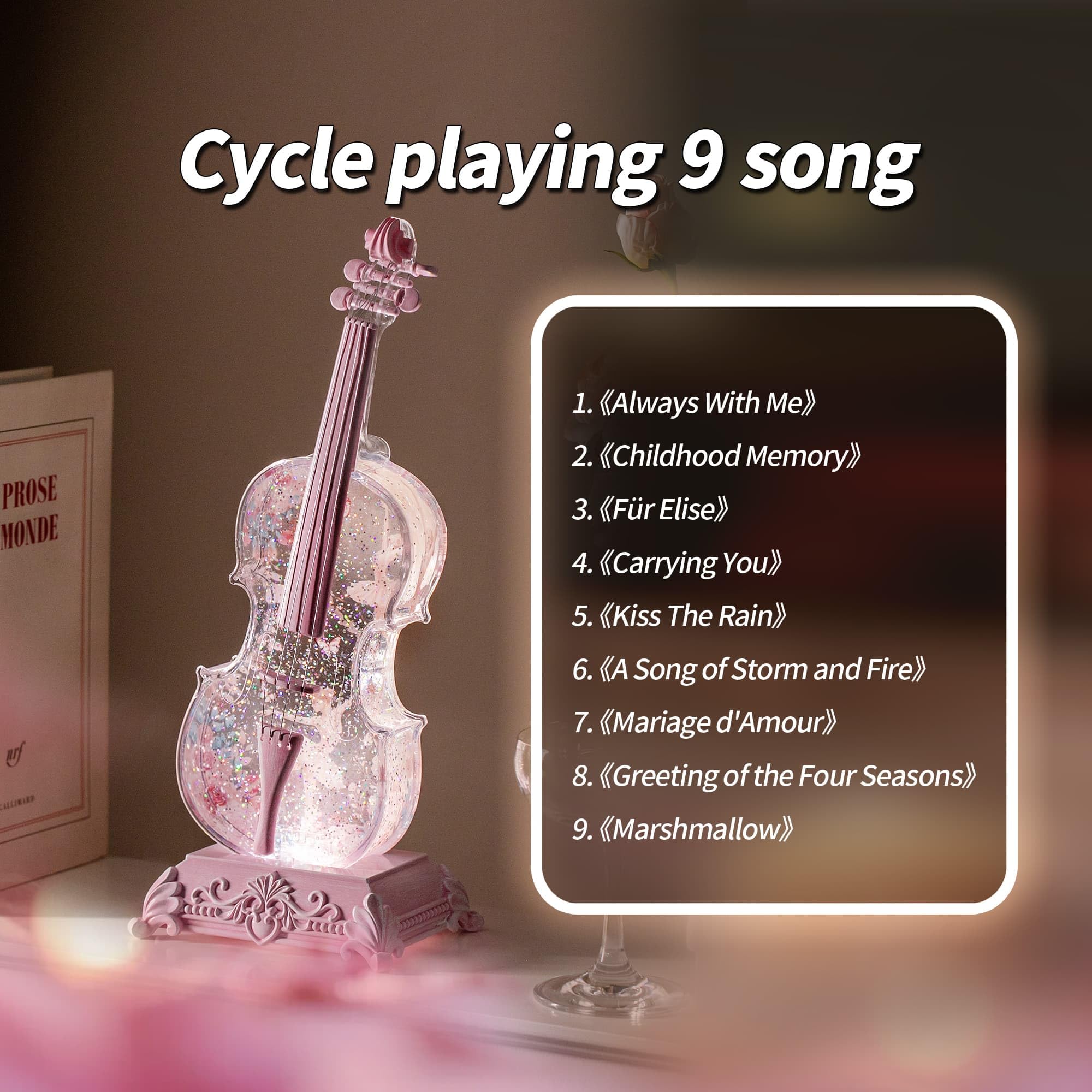 Violin Snow Globe Music Box Gifts for Kids Friends Little Girls Women Granddaughter Sister Violinists Birthday Valentine's Day Weddings Anniversaries Decor Christmas Decorations (Unicorn)