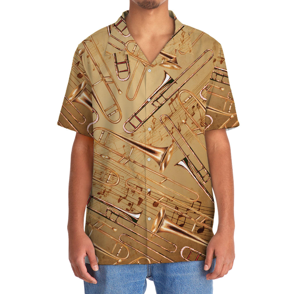 Trombone Hawaiian Shirt, Mens Trombone Short Sleeve Shirt, Music Band Gifts
