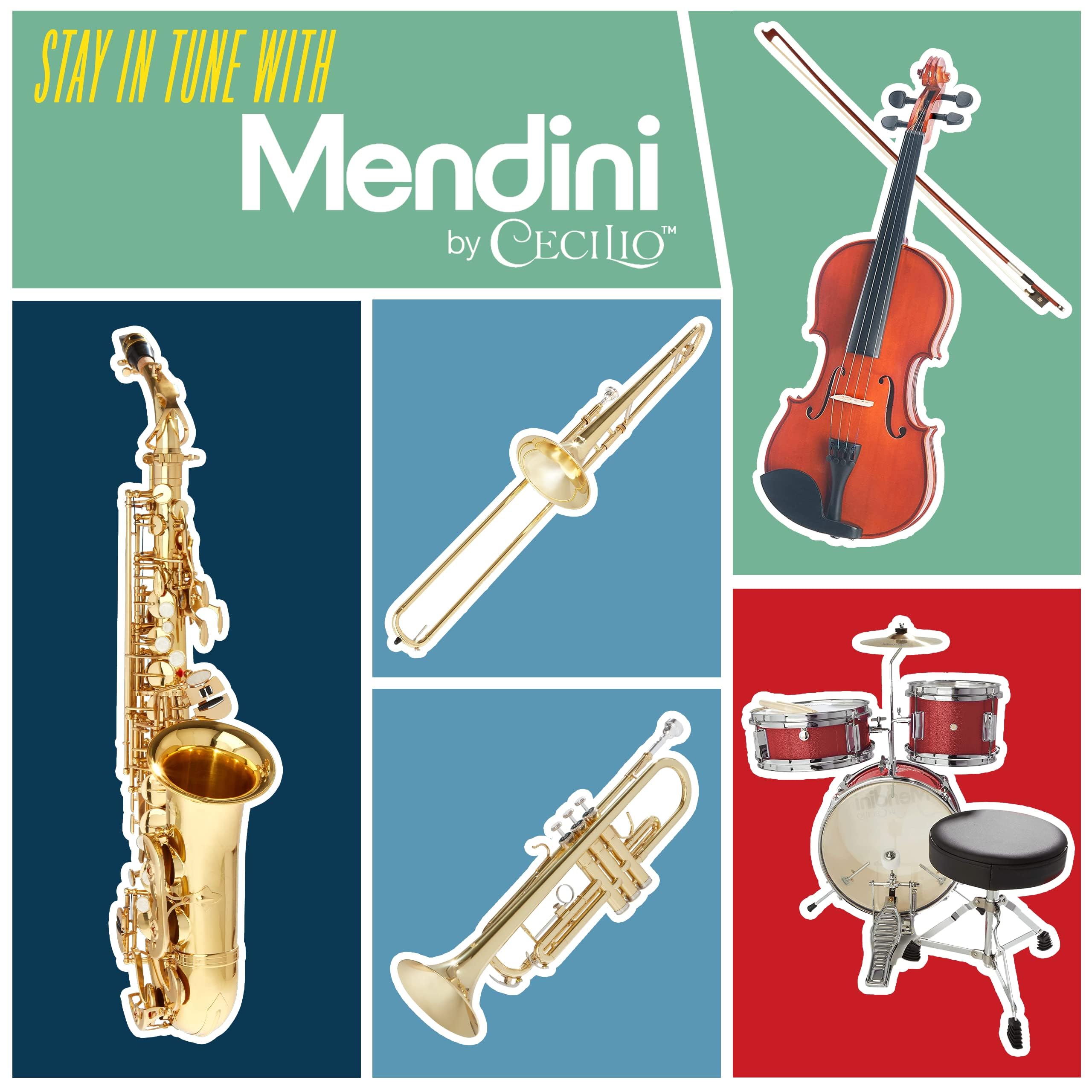 Mendini By Cecilio Violin 4/4 Full Size For Beginners - Fiddle Solidwood Kit with Hard Case - Acoustic Violins with Bow, Rosin, Tuner, Extra Strings & Bridge, Shoulder Rest and Lesson Book (Varnish)