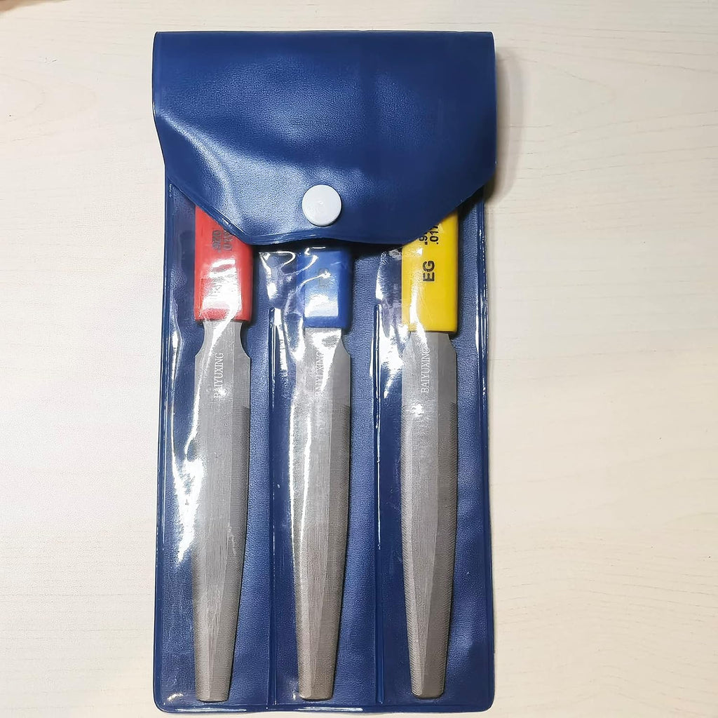 BAIYUXING,Electric Guitar files 3pcs,Acoustic Guitar file 3pcs,Bass Guitar flies 3pcs,Tapered Nut Files Double Edge Nut Slotting Files,Fret Crowning Files, Luthier tools(Electric Guitar files)