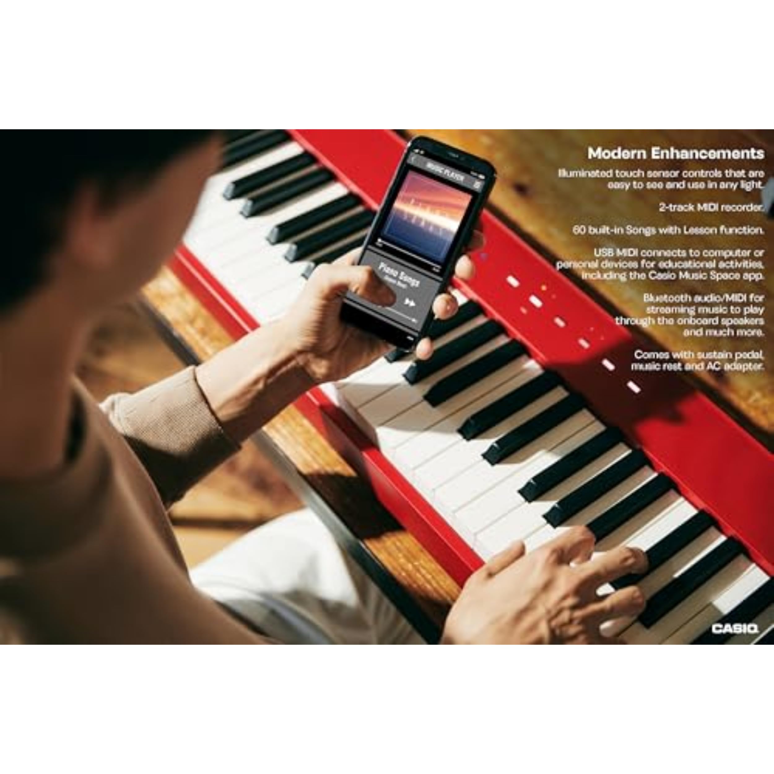 Casio Privia PX-S1100 – 88-Key Touch-Responsive Weighted Digital Piano | Ultra-Portable | Superior Sound | German Grand Tone, Bluetooth, Casio Music Space App | Mellow Beige
