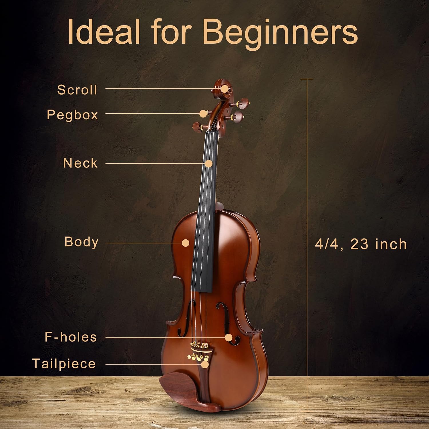 Violin 4/4 Full Size Complete Set for Adults Teenagers Students,Solid Maple Wood Violins with Rosewood Fittings,Case,Spare strings,Bow, Rosin, Shoulder Rest,Professional Violin for 11+years Gift