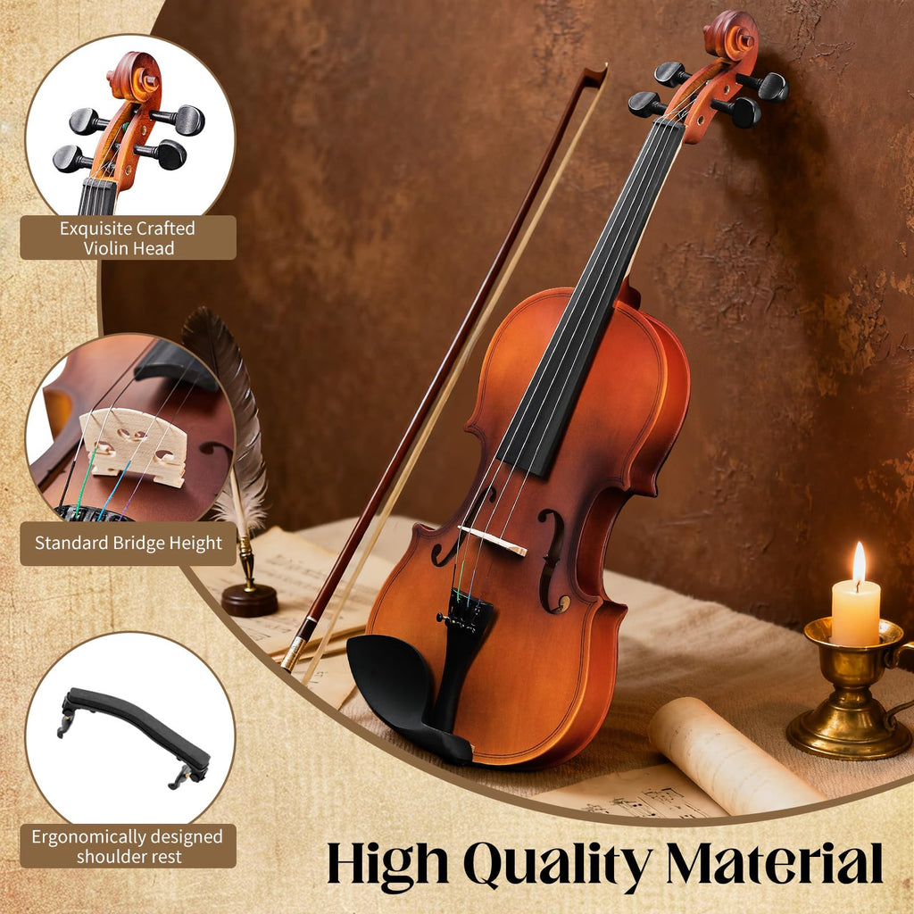 Ktaxon 1/4 Violin for Beginners, Fiddle for Students and Enthusiasts, Acoustic Violin Kit with Case, Bow, Rosin & Manual