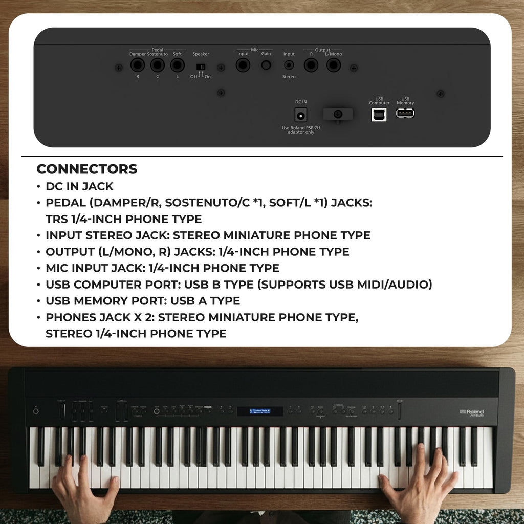Roland FP-60X 88-Key Digital Piano - White Bundle with Adjustable Stand, Bench, Deluxe Sustain Pedal, Online Piano Lessons, Instructional DVD, and Austin Bazaar Polishing Cloth