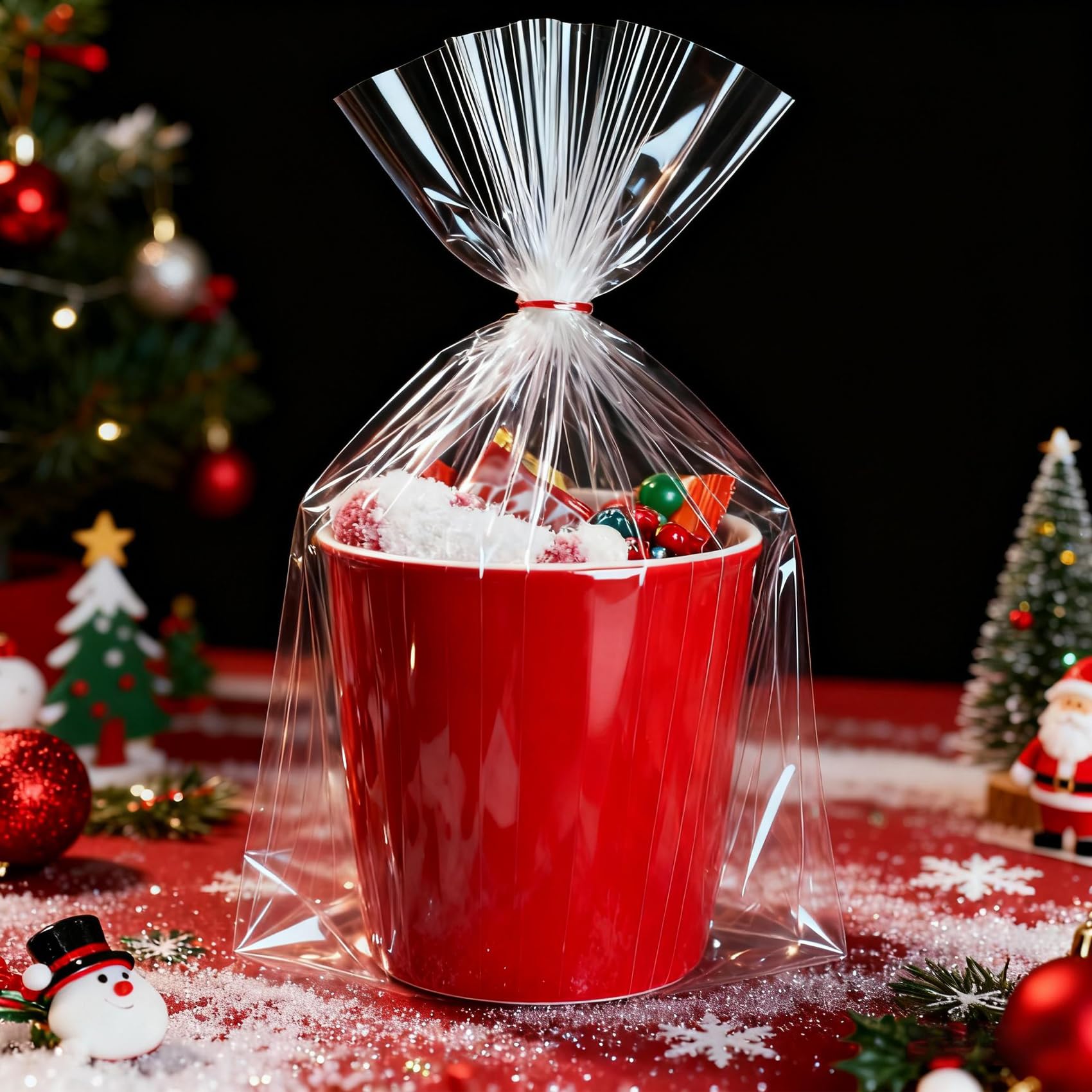 Morepack Large Cello/Cellophane Bags,30x 40 Inches Clear Basket Bags OPP Plastic Cellophane Wrap for Gift Baskets Packaging 20 Pieces (No Bow or Ribbon Included)