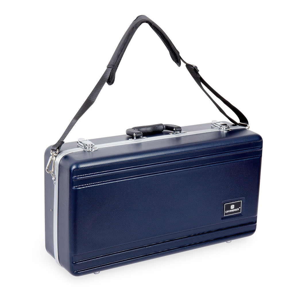 Crossrock ABS Trumpet Case for Bb Horn | Textured Blue Finish with Velvet Interior, Security Lock, Metal Feet & Detachable Strap (CRA862TRBL)