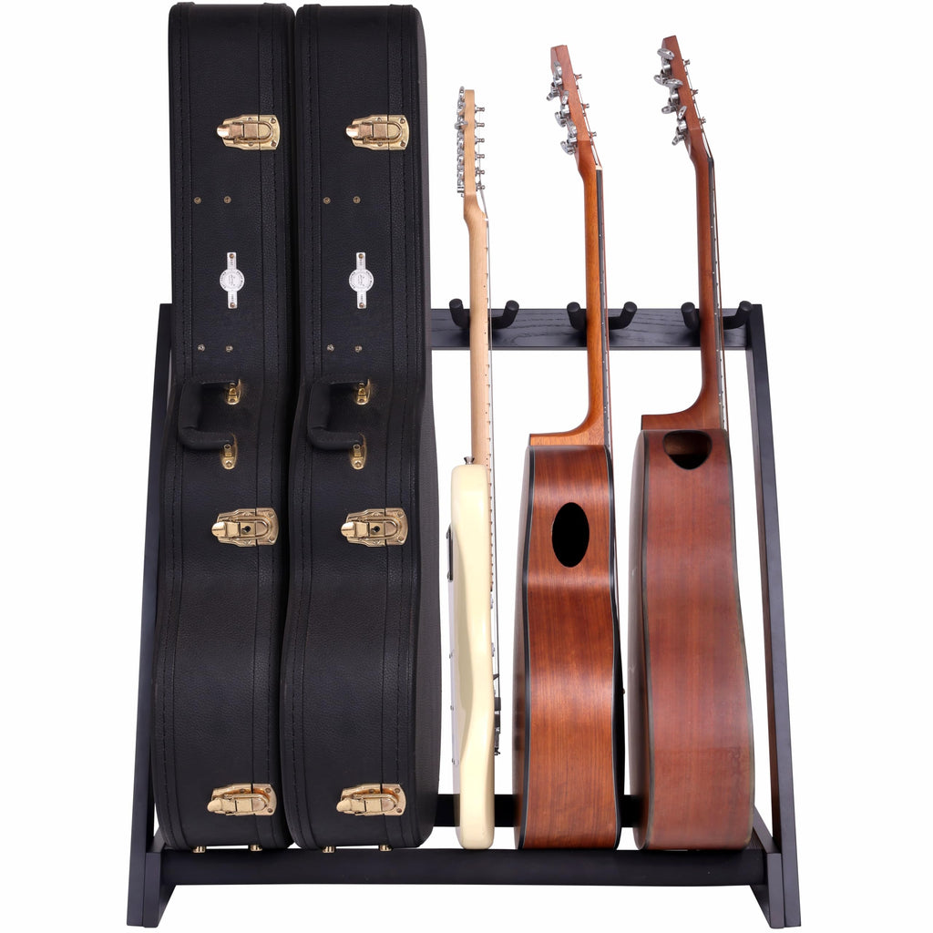 Nefelibata Guitar Stands 5 Wooden Guitar Rack Floor for Guitars and Cases, Electric, Acoustic, Bass Guitars, Cellos, German Ash