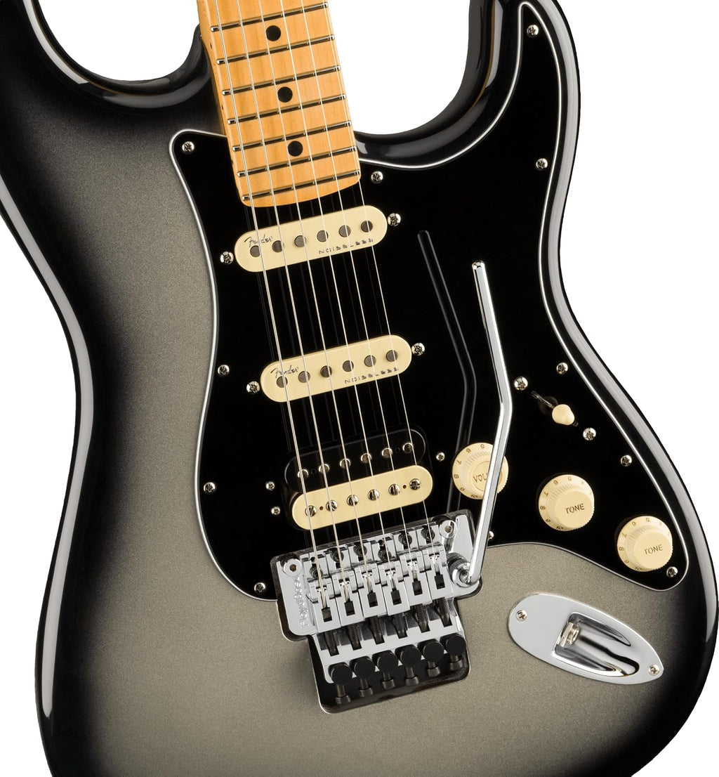 Fender American Ultra Luxe Stratocaster Floyd Rose HSS - Silverburst with Maple Fingerboard