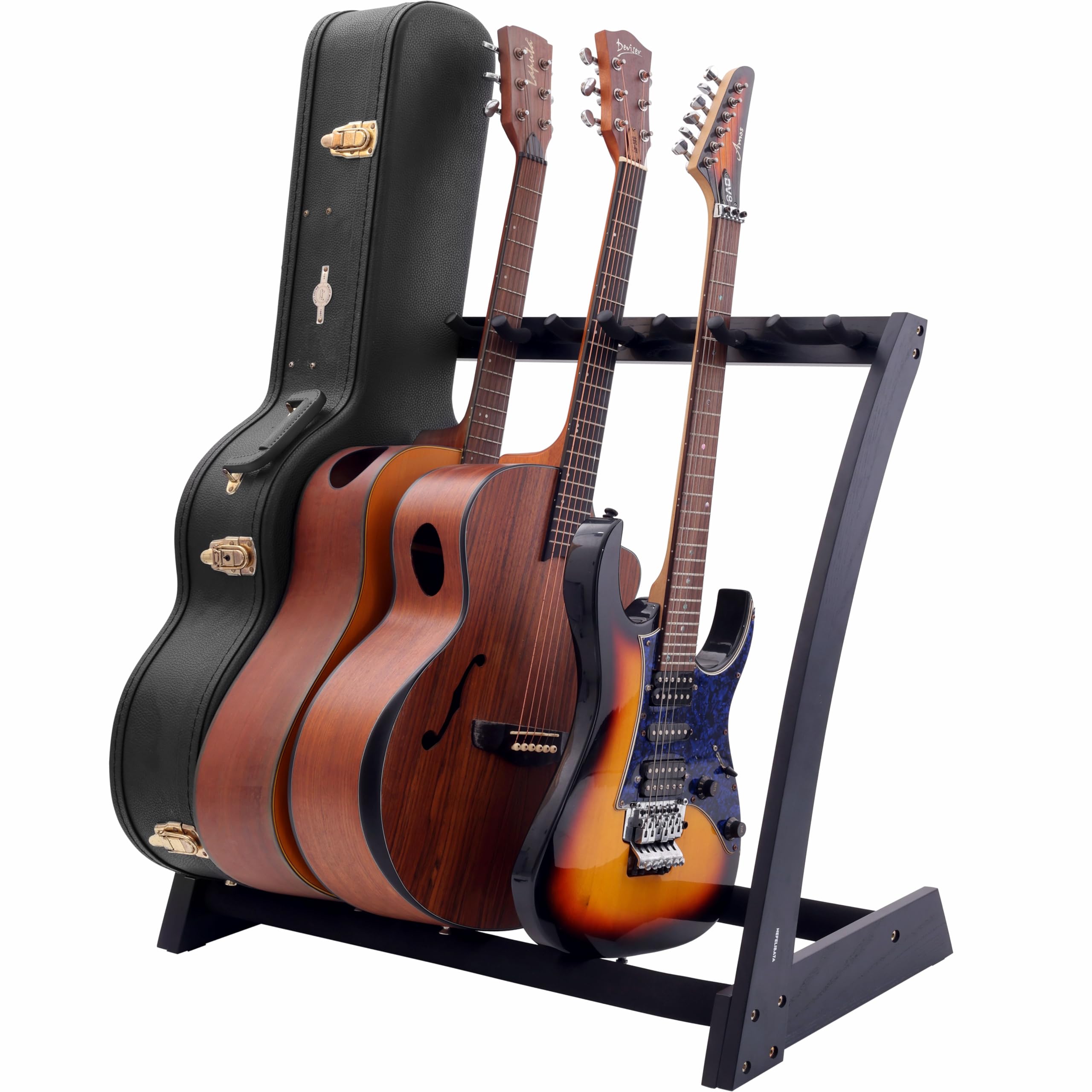 Nefelibata Guitar Stands 5 Wooden Guitar Rack Floor for Guitars and Cases, Electric, Acoustic, Bass Guitars, Cellos, German Ash