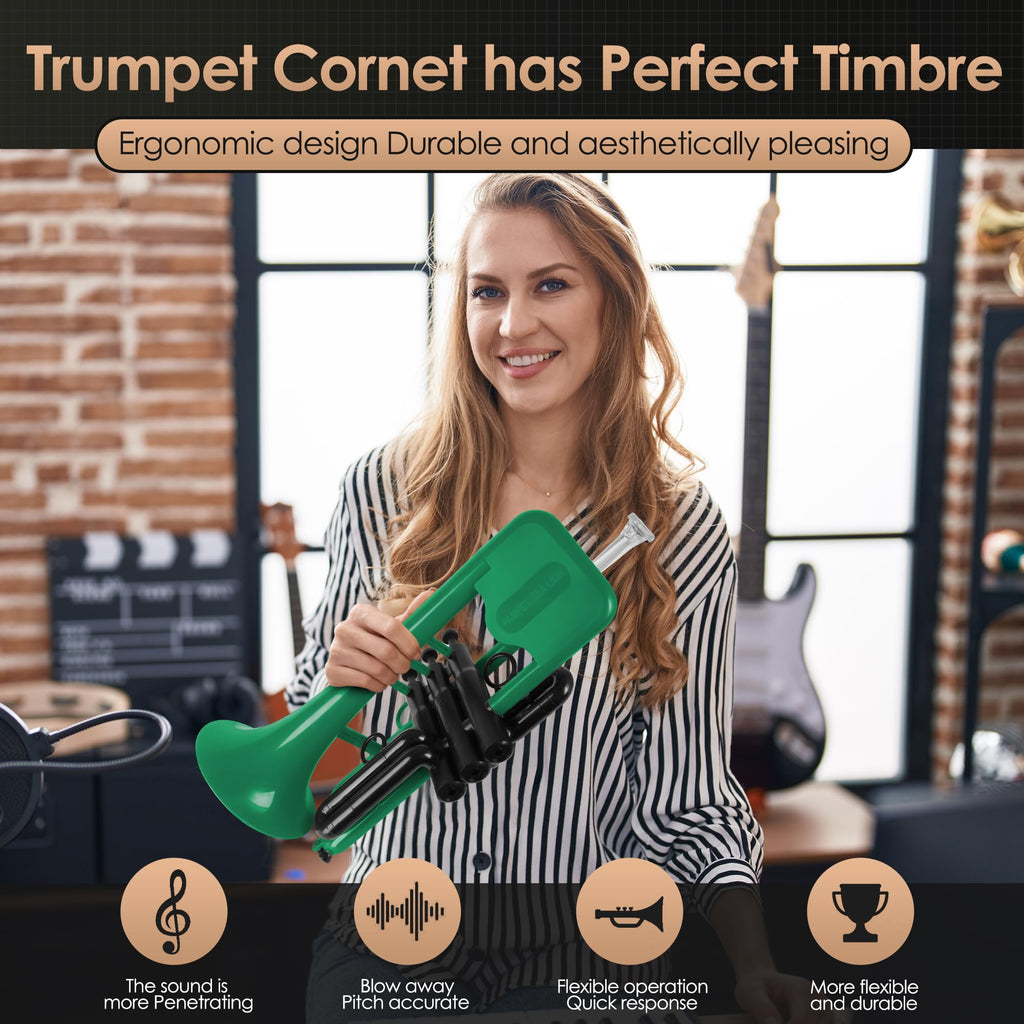 PAMPET SEA LION Professional Plastic Bb Trumpet Standard Trumpets Trumpet Set for Student Beginner Bb Trumpet Instrument (Red)