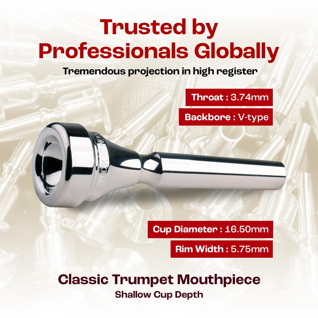 Denis Wick Classic Trumpet Mouthpiece Silver Plated, 5882-3 - Barrel Backbore for Balanced Airflow and Tone - Trumpet Accessories for Effortless Articulation 16.75 x 5.05 x 3.7mm